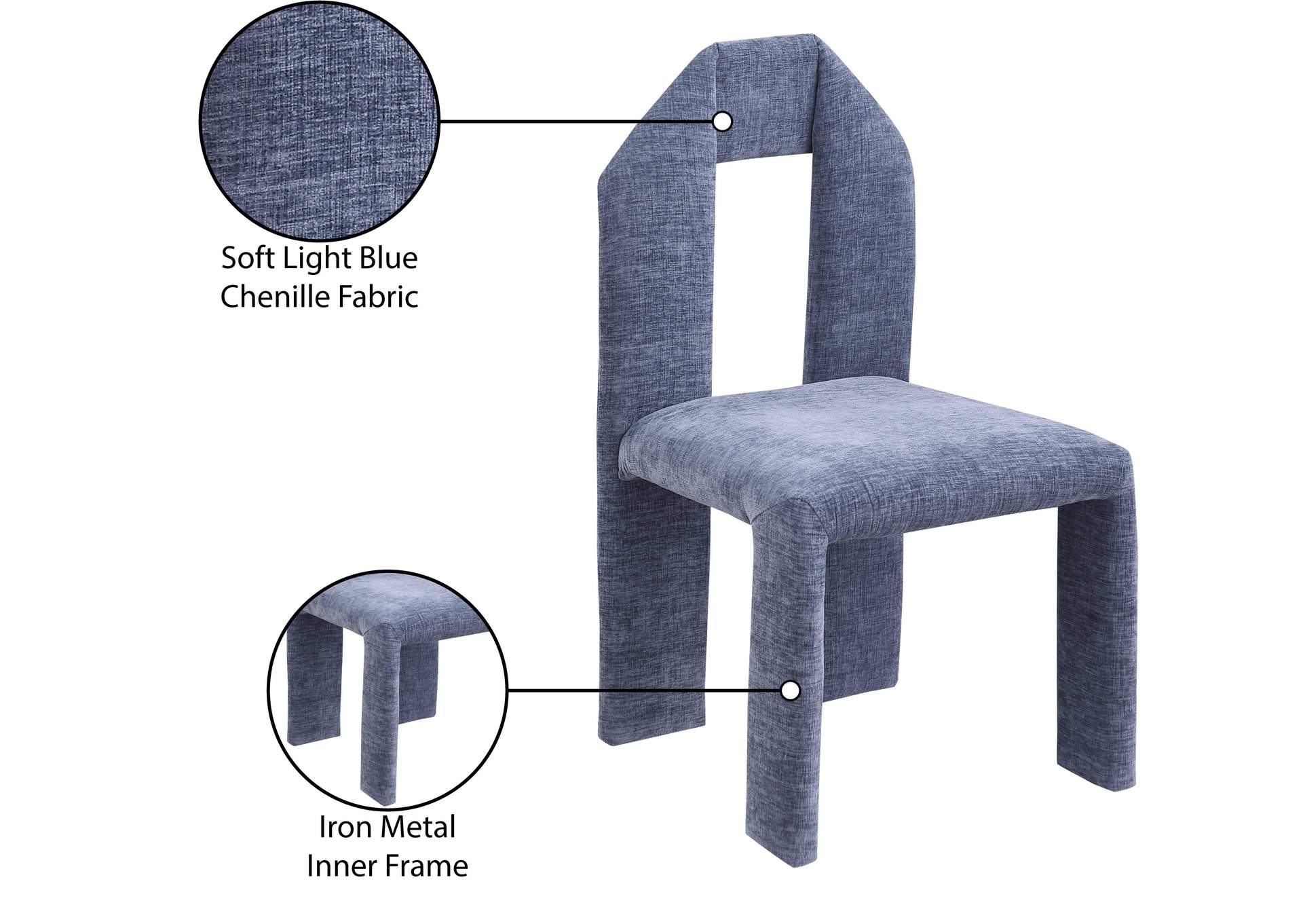 Bennett Light Blue Chenille Fabric Dining Chair