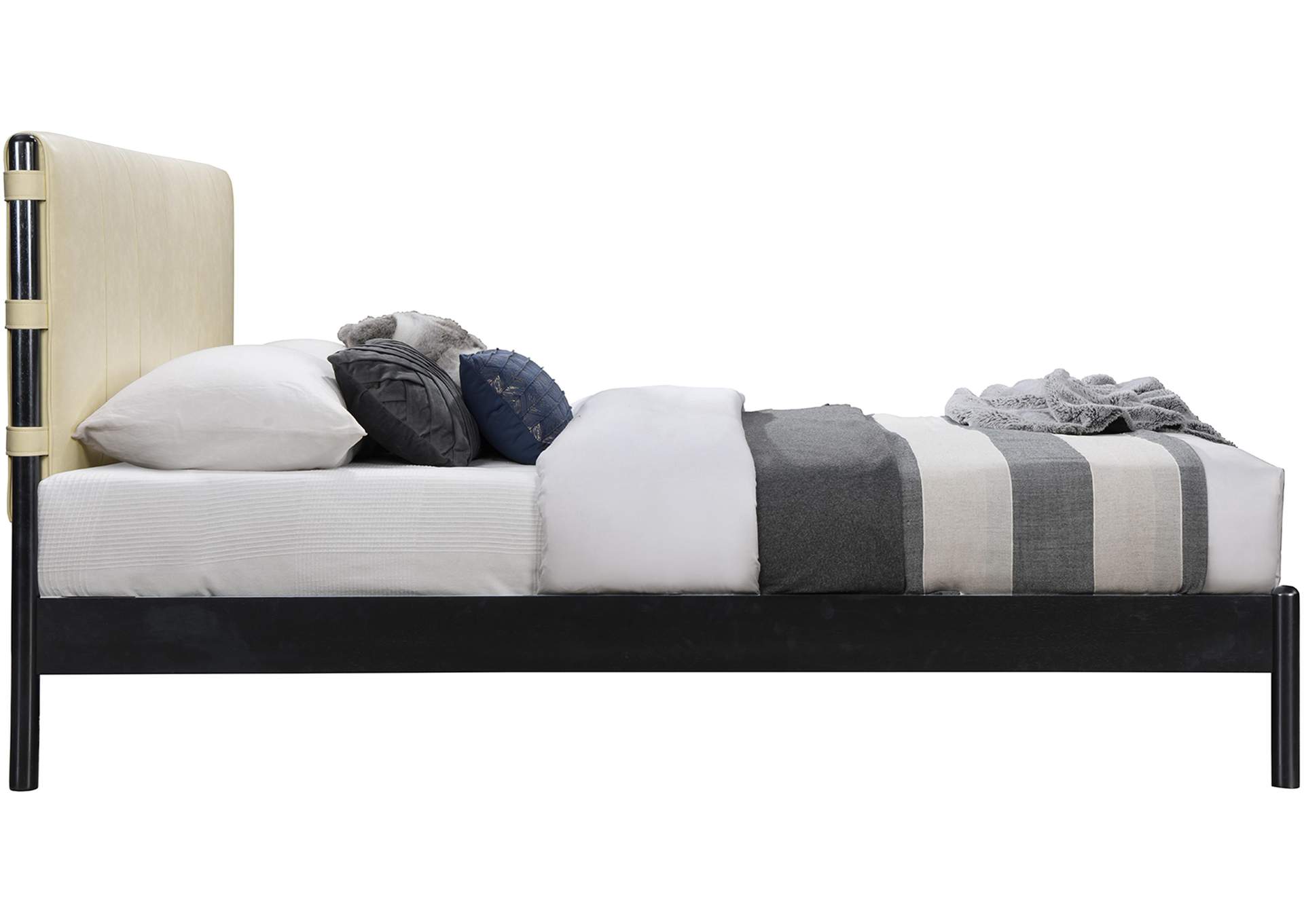 Abigail Cream Vegan Leather Full Bed (3 Boxes)