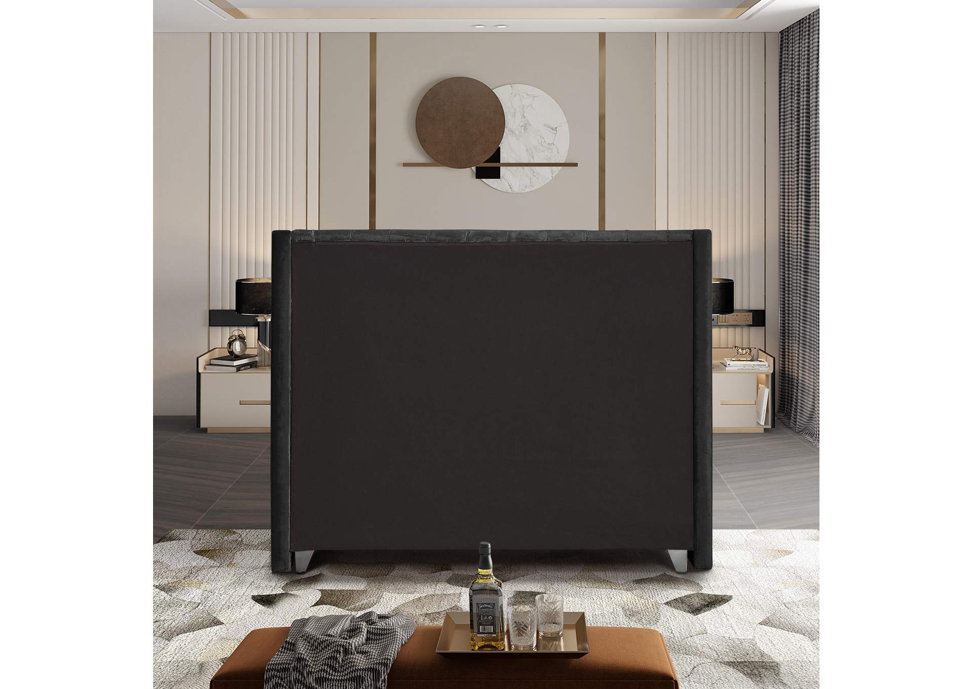 Aiden Black Velvet King Bed