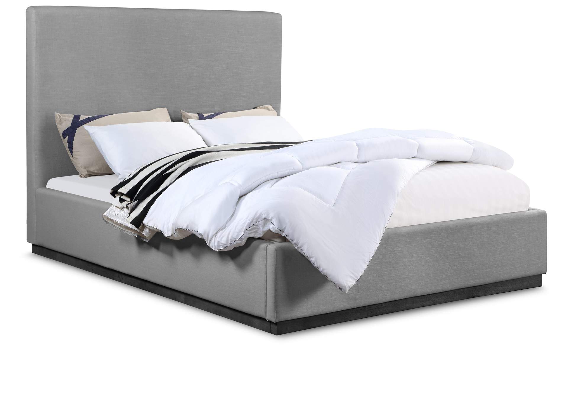 Alfie Grey Linen Textured Fabric Full Bed