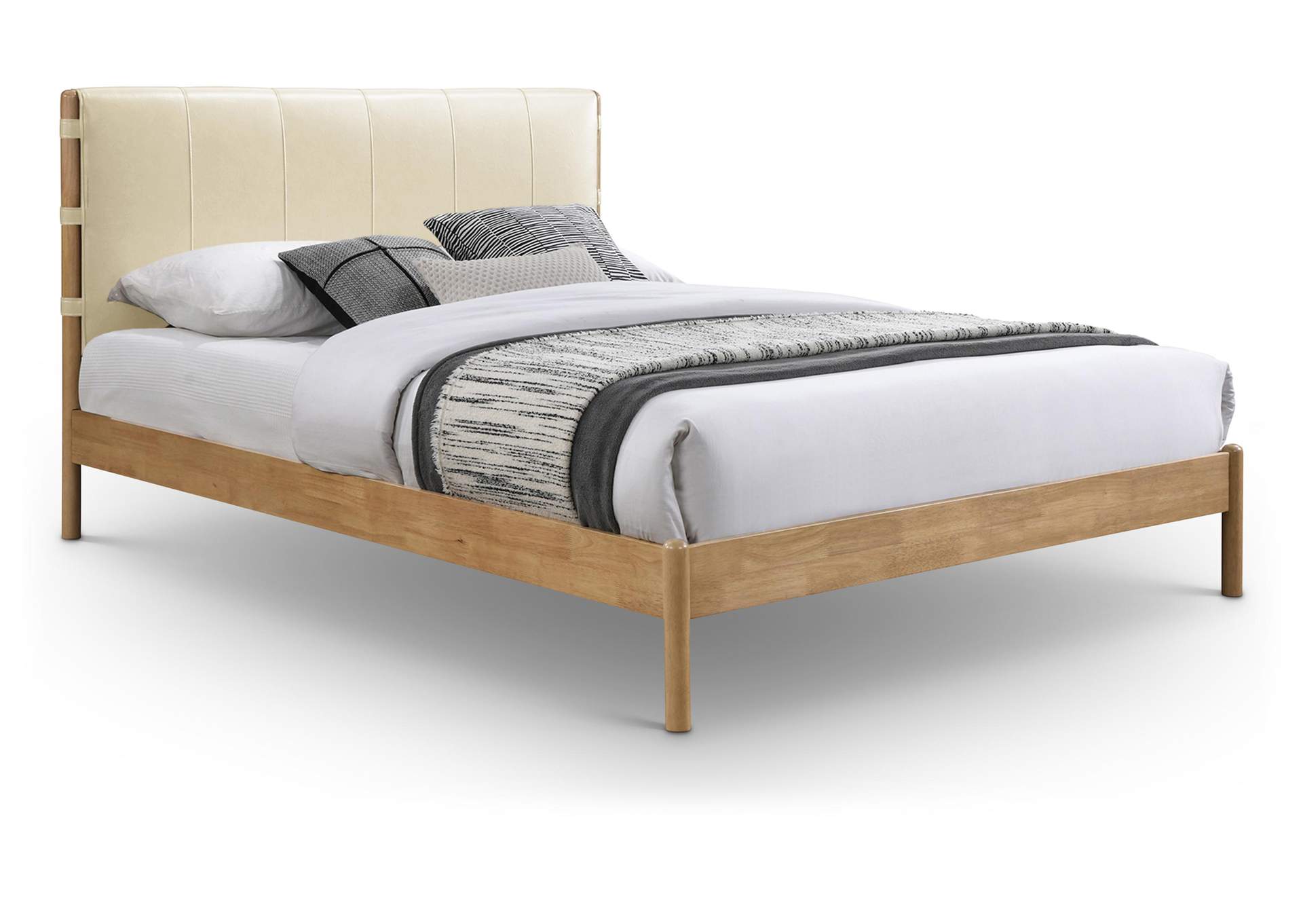 Asher Cream Vegan Leather Full Bed (3 Boxes)