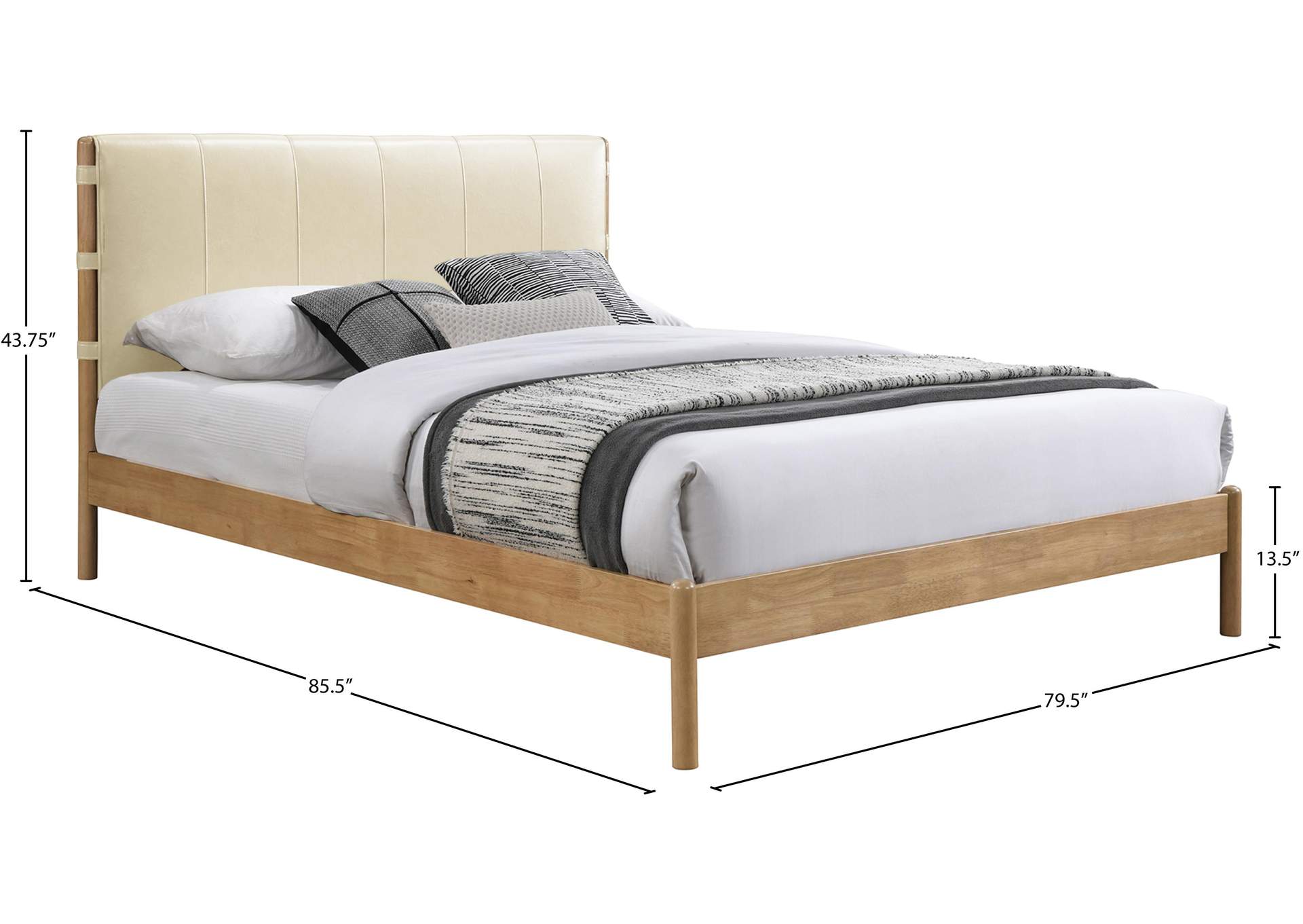 Asher Cream Vegan Leather King Bed (3 Boxes) image 8