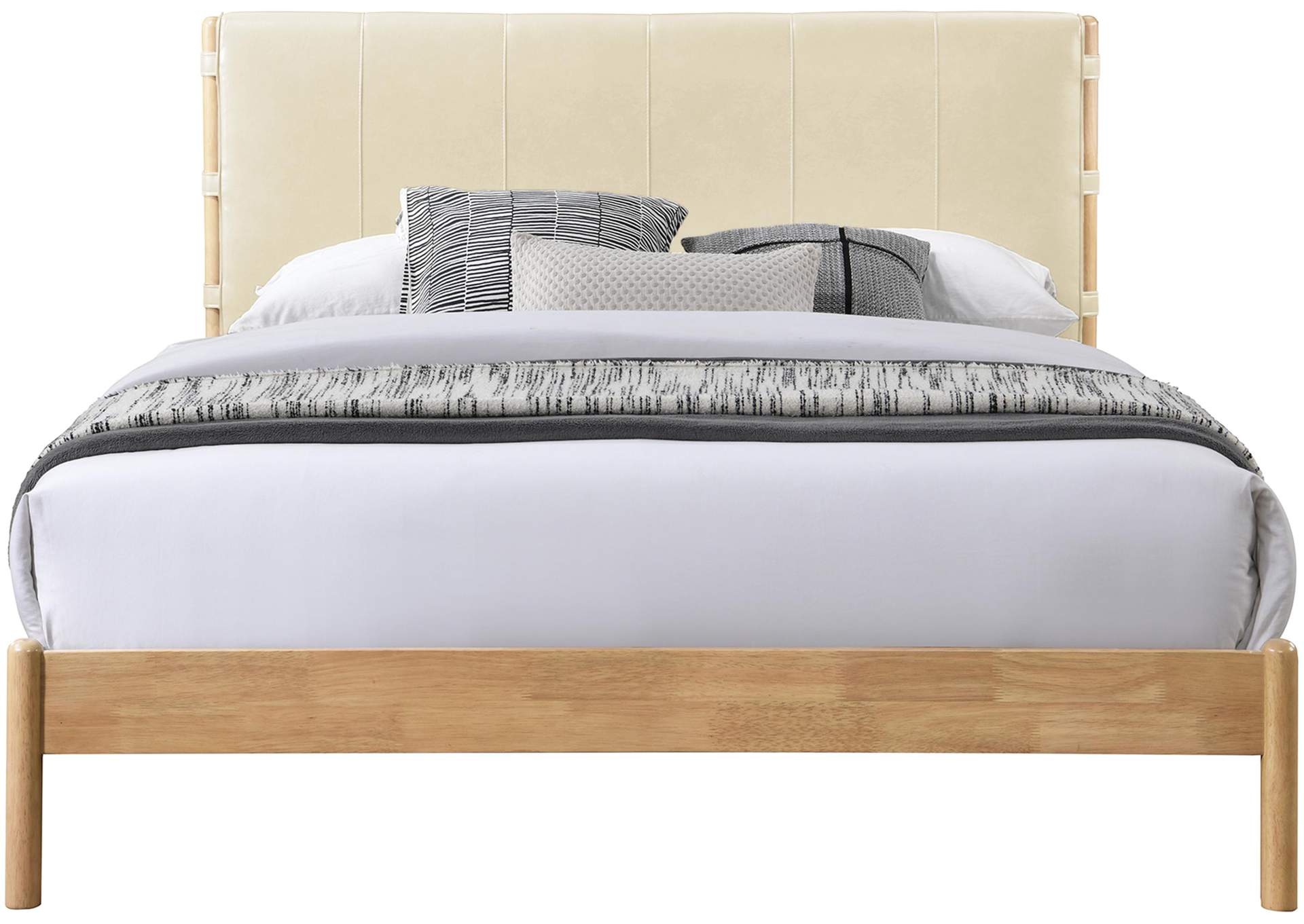 Asher Cream Vegan Leather King Bed (3 Boxes) image 4