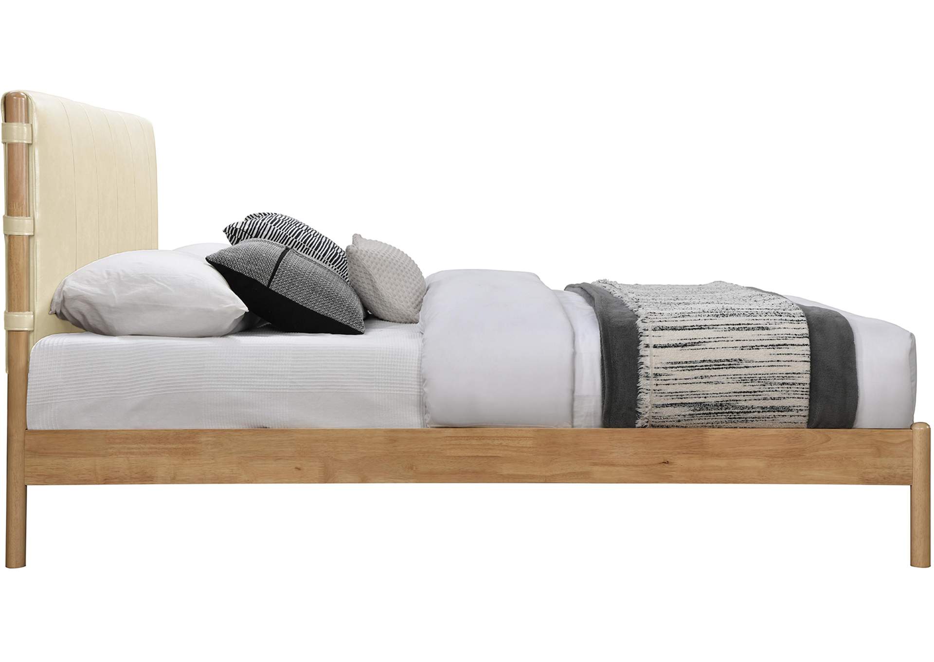 Asher Cream Vegan Leather King Bed (3 Boxes) image 5