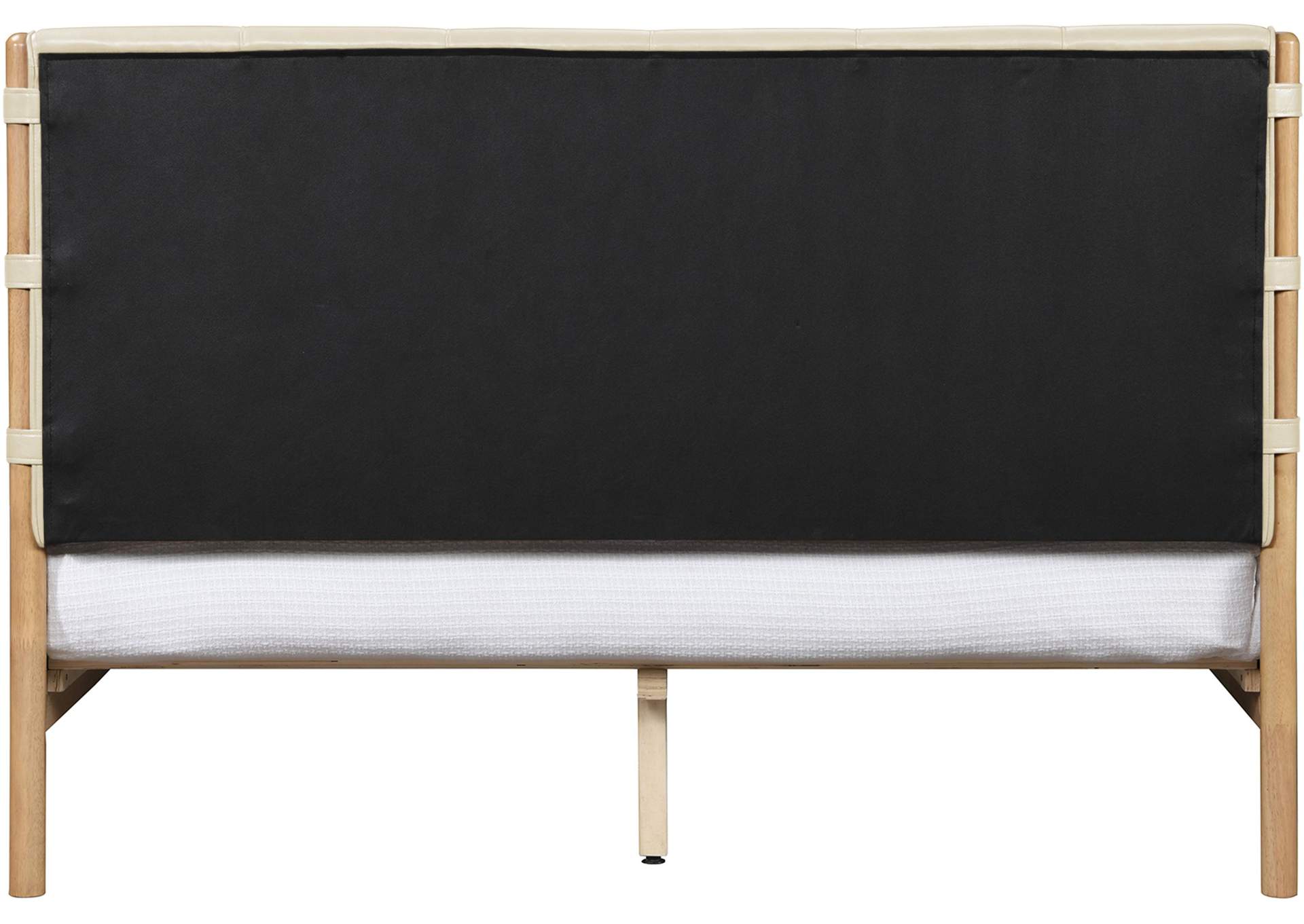 Asher Cream Vegan Leather King Bed (3 Boxes) image 6