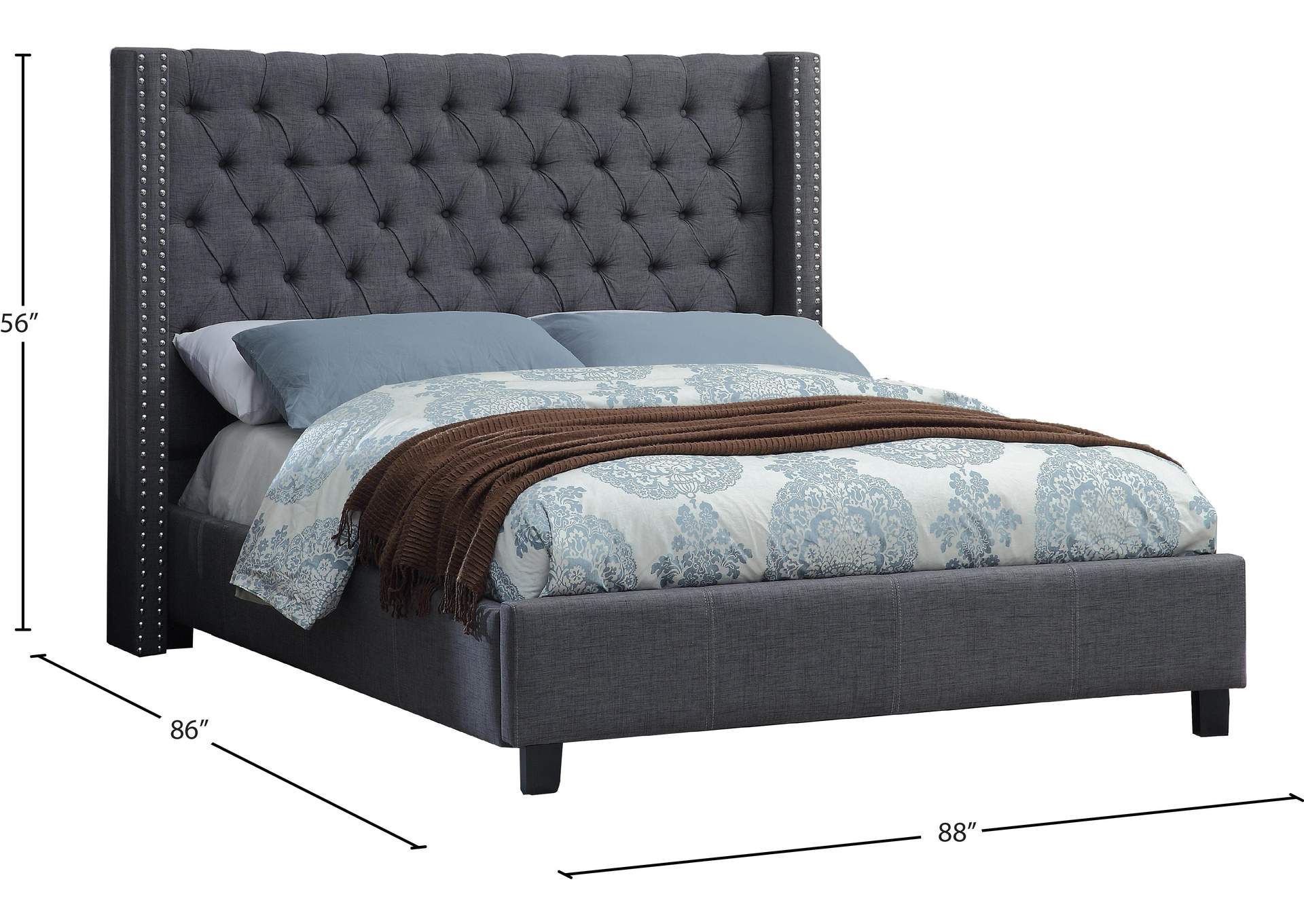 Ashton Grey Linen Textured King Bed image 4