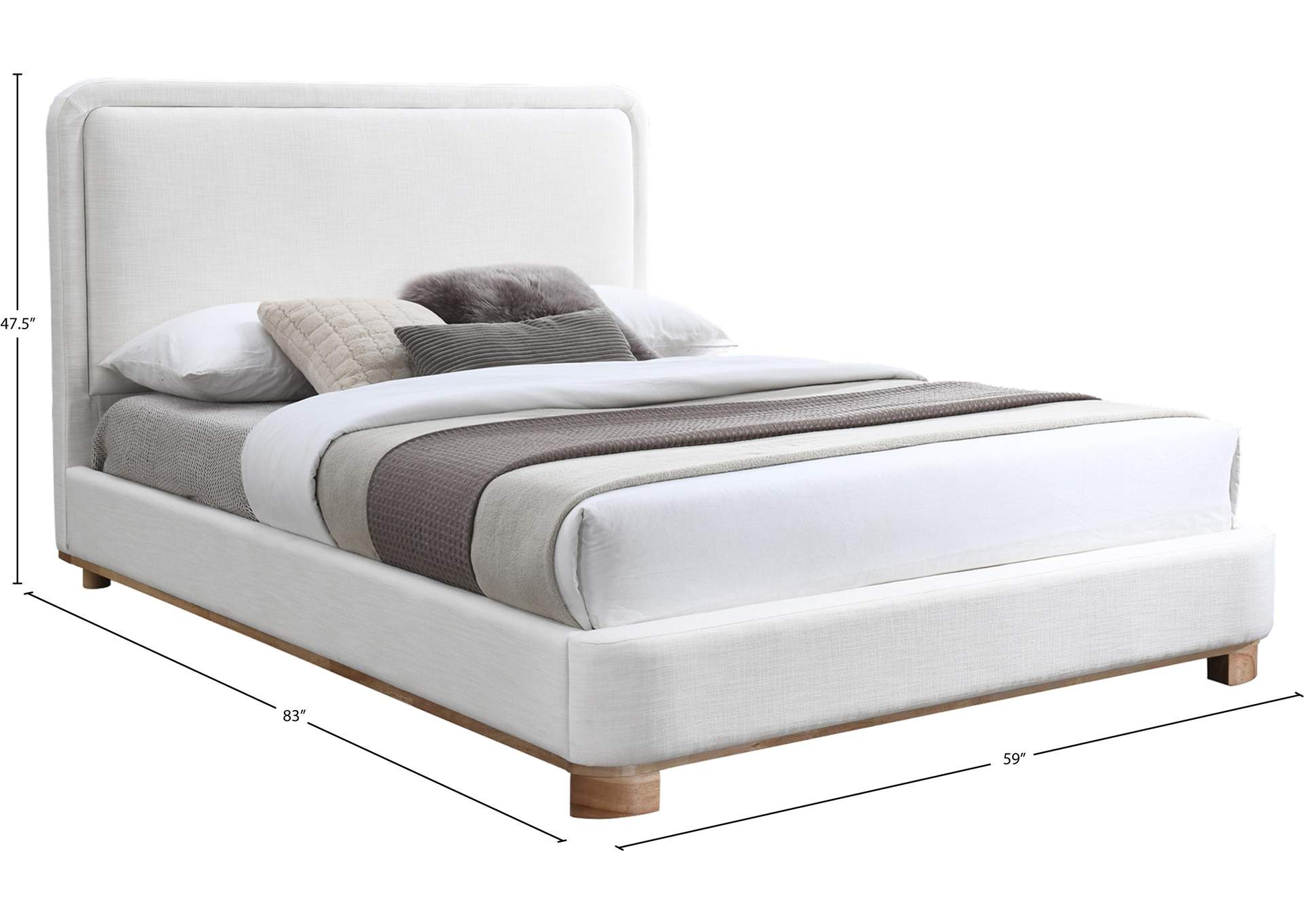 Nolita Cream Linen Textured Fabric Full Bed