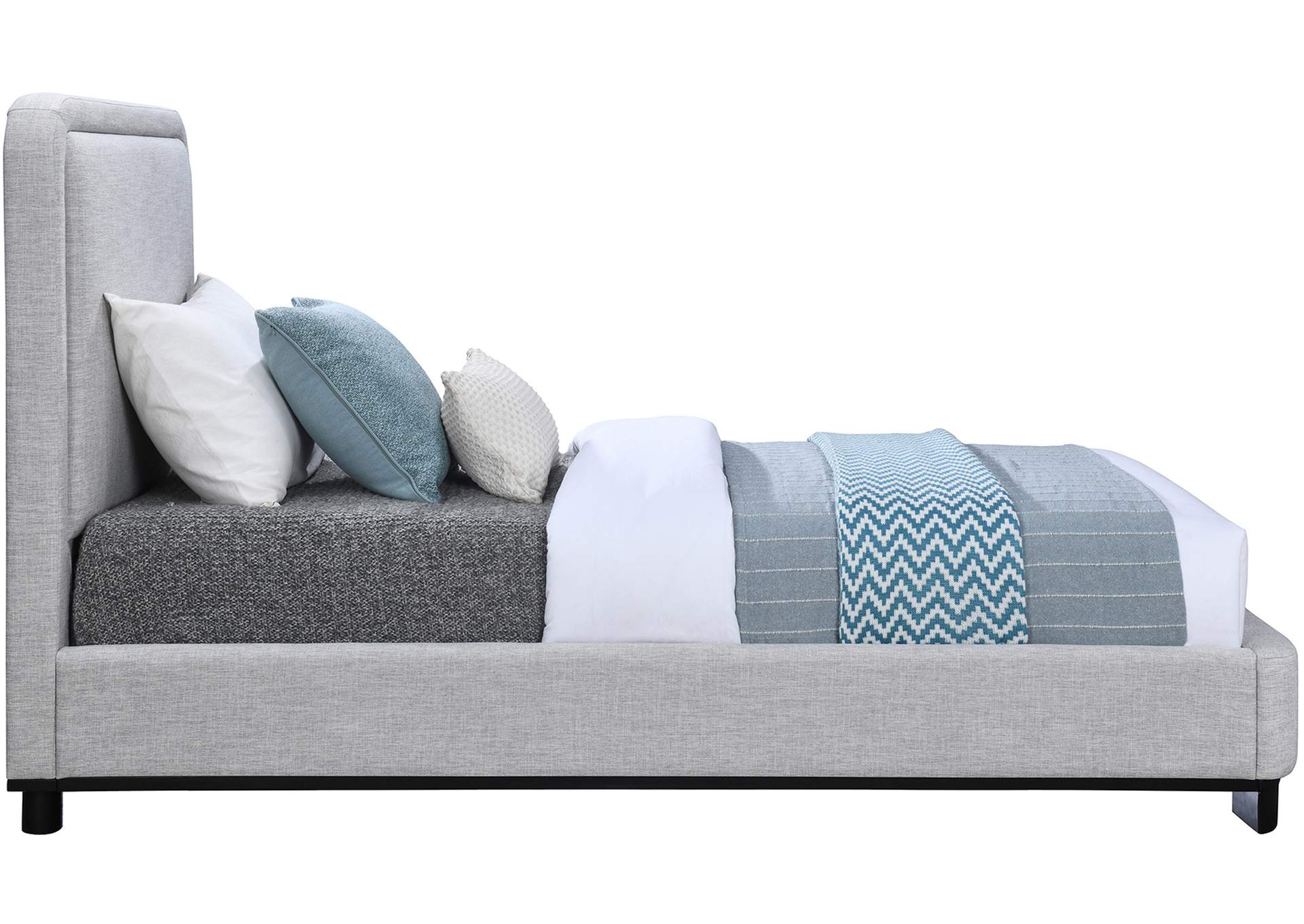 Nolita Grey Linen Textured Fabric Twin Bed
