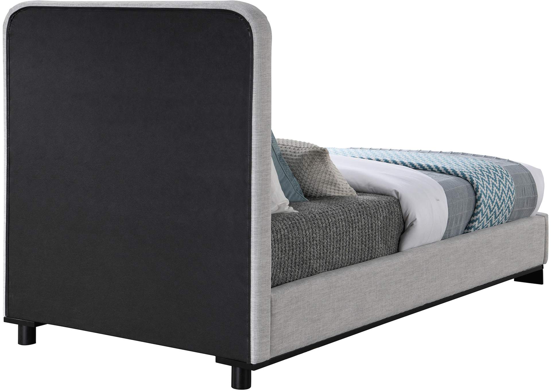 Nolita Grey Linen Textured Fabric Twin Bed
