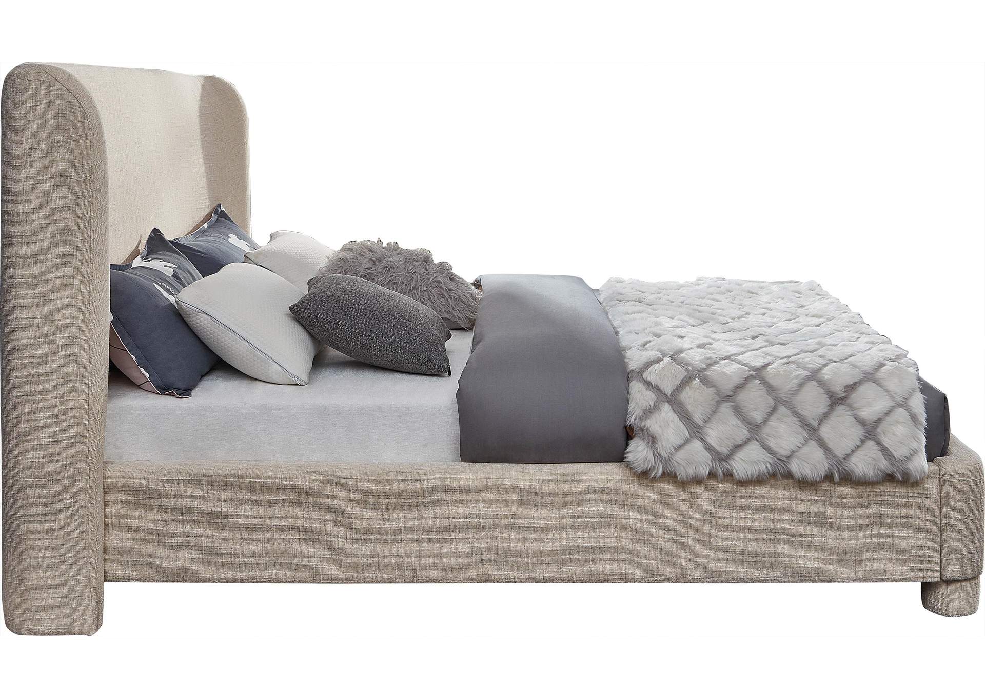 Penny Beige Polyester Fabric King Bed