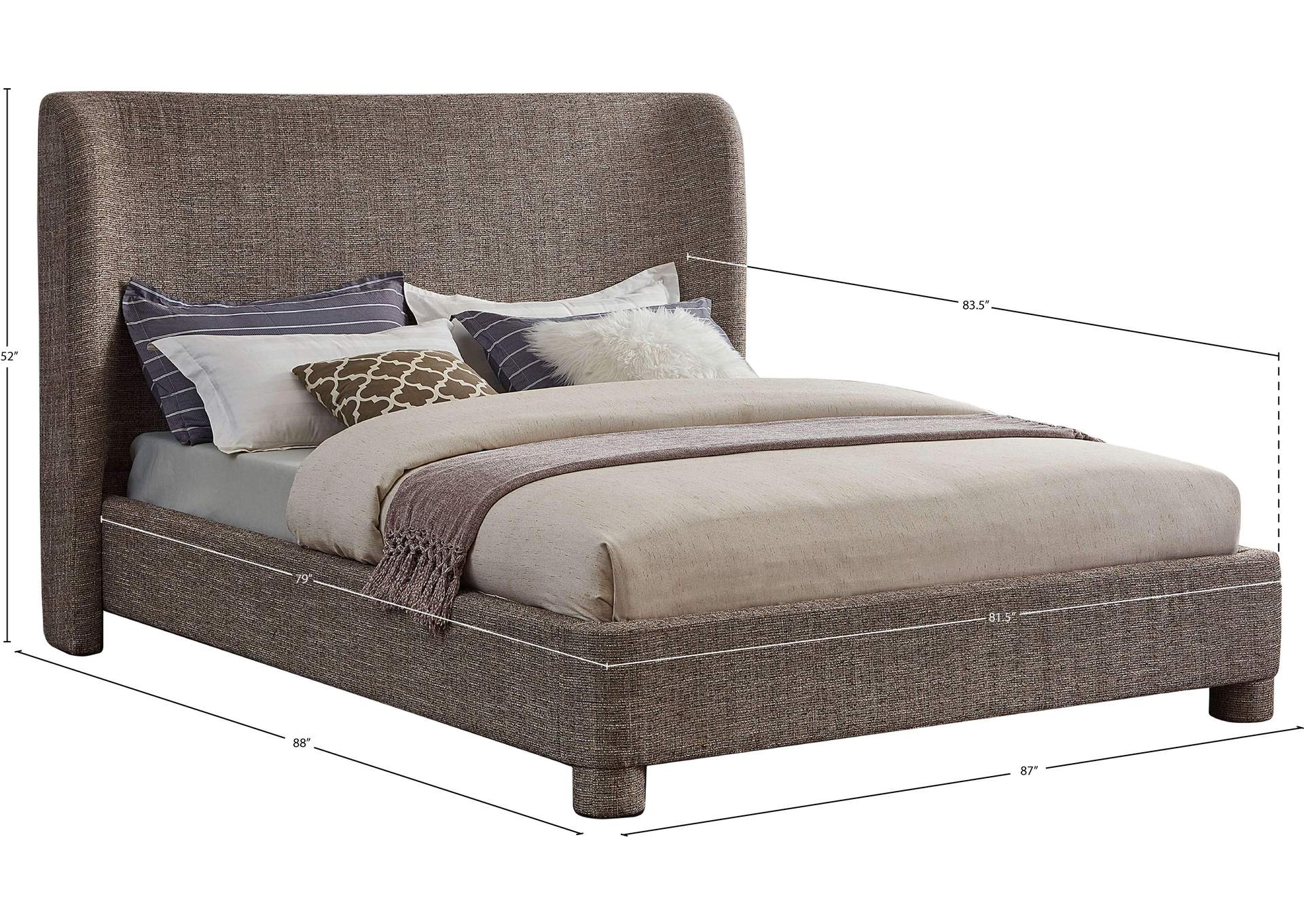 Penny Brown Polyester Fabric King Bed