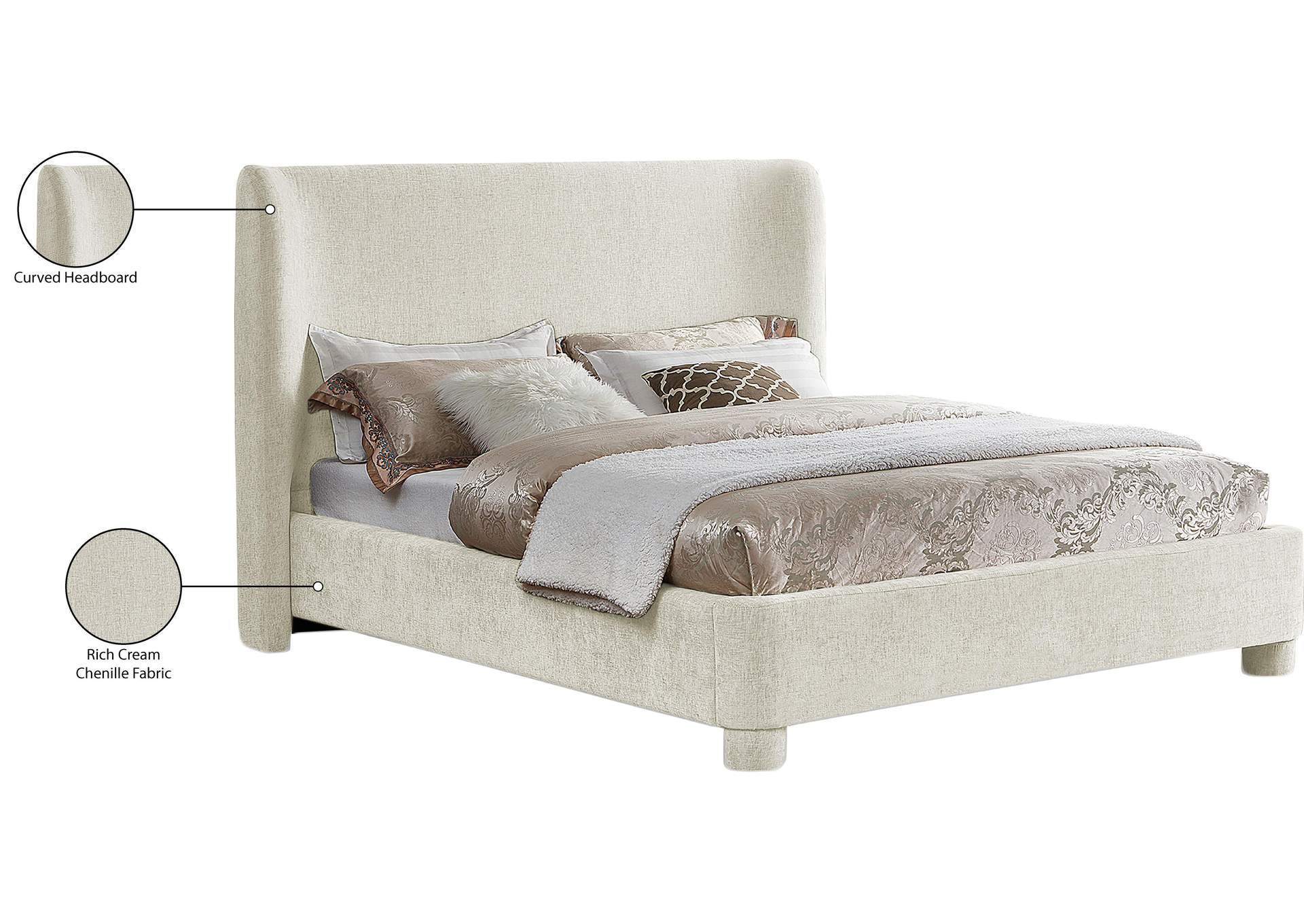 Penny Cream Chenille Fabric Full Bed image 12
