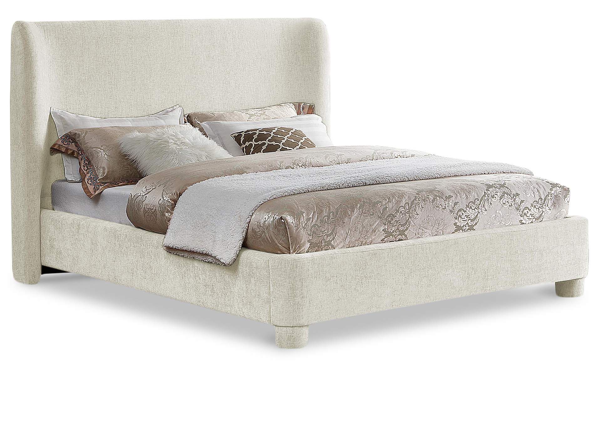 Penny Cream Chenille Fabric Full Bed image 1
