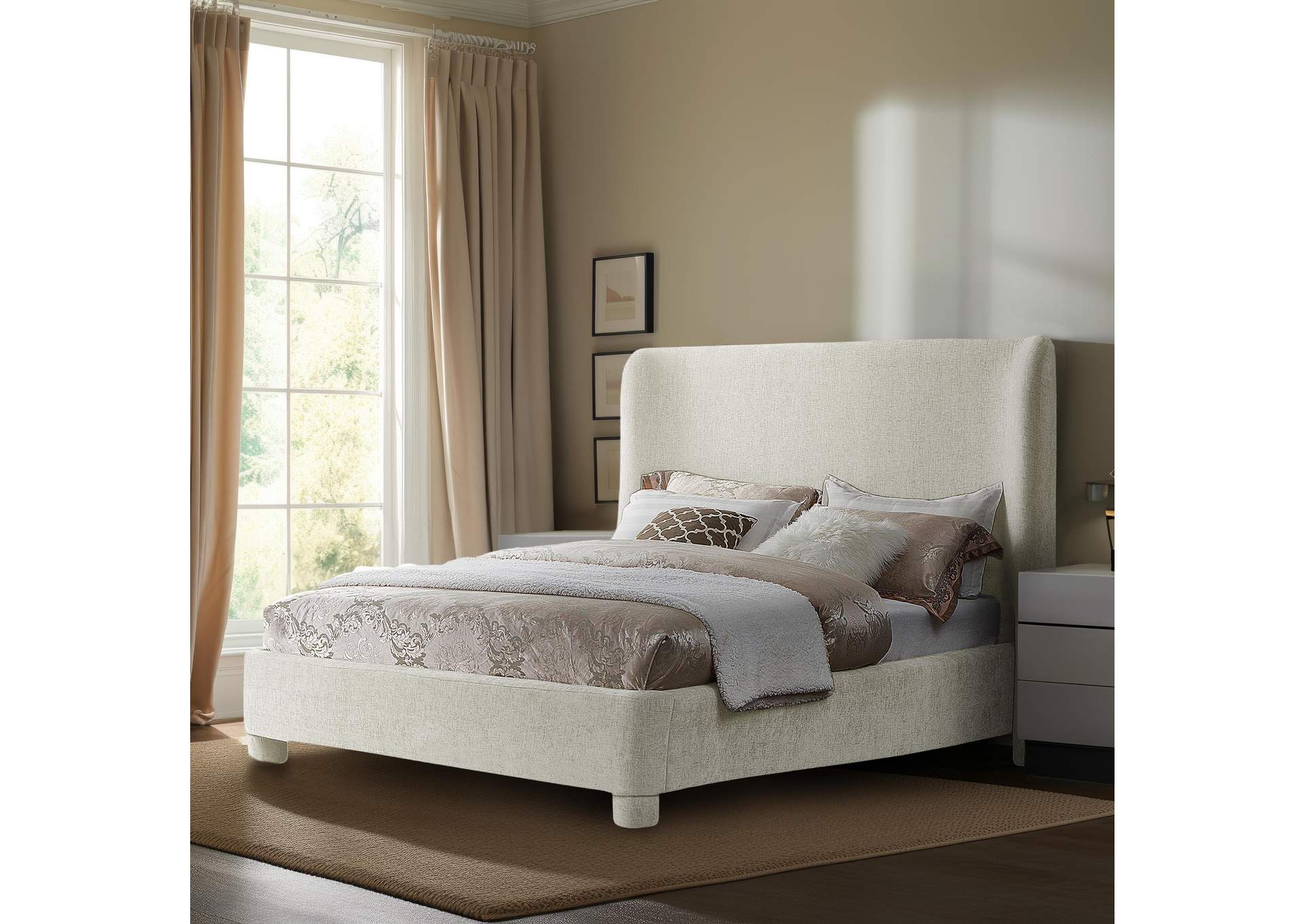 Penny Cream Chenille Fabric Full Bed image 3