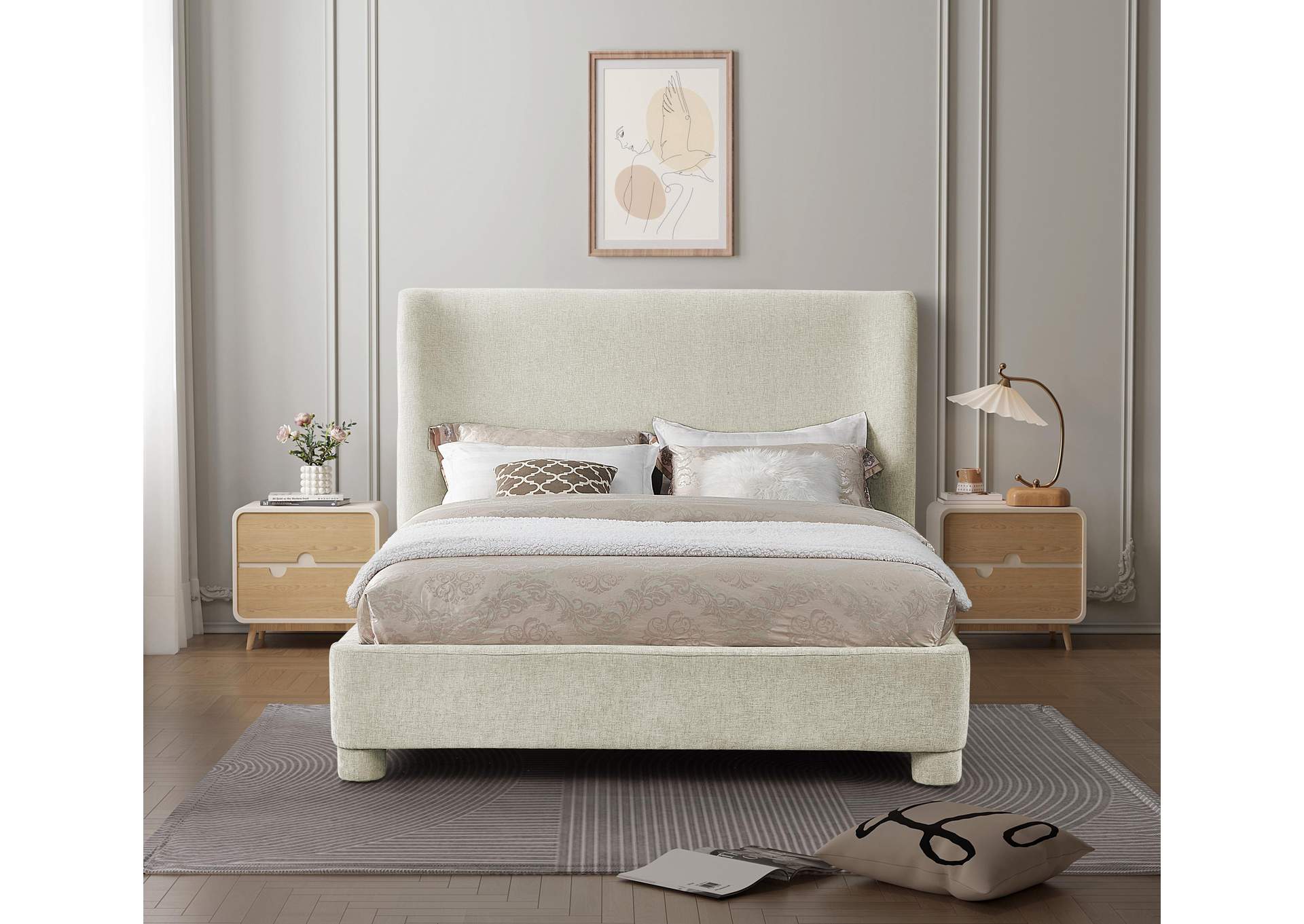 Penny Cream Chenille Fabric Full Bed image 5