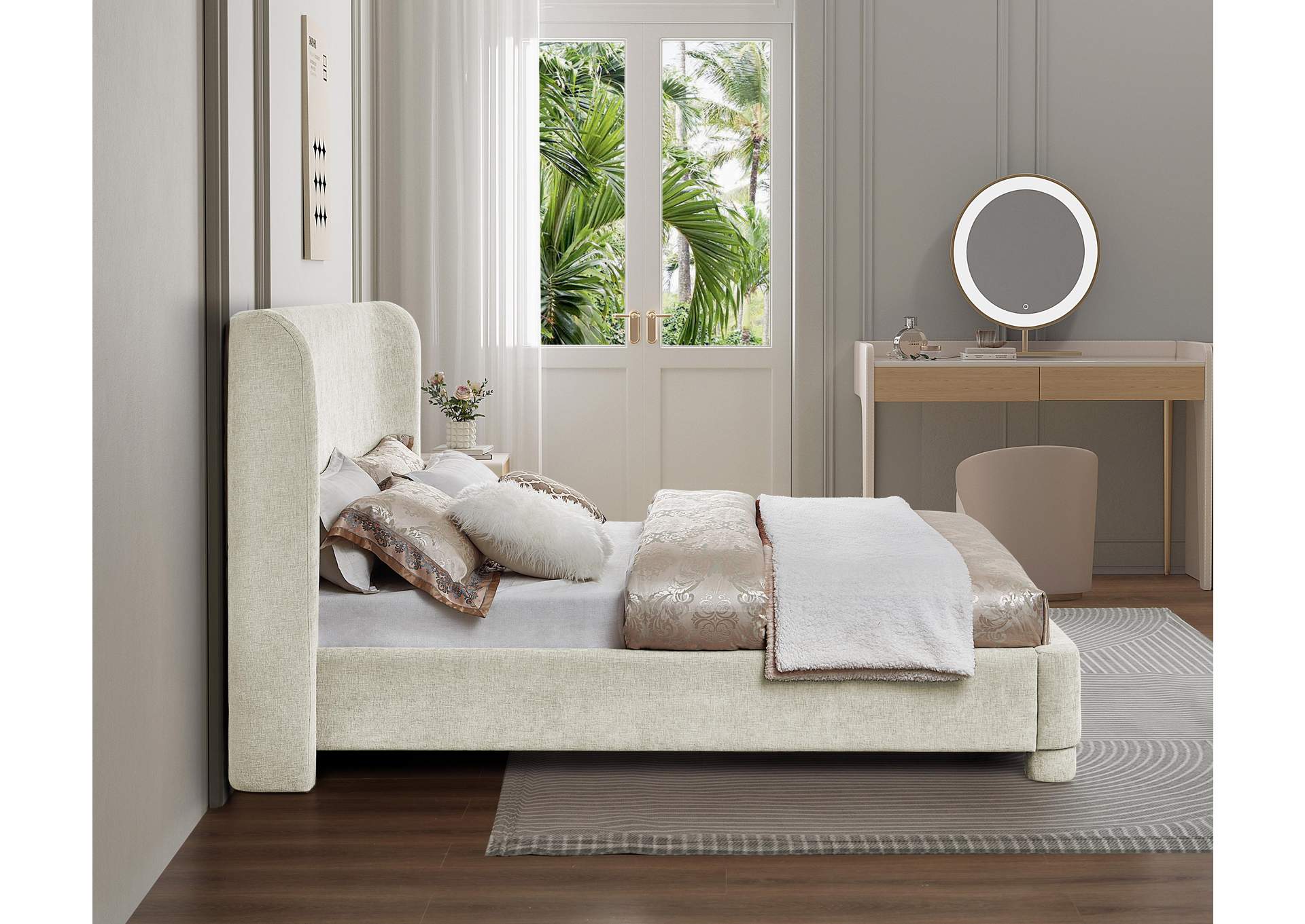 Penny Cream Chenille Fabric Full Bed image 7