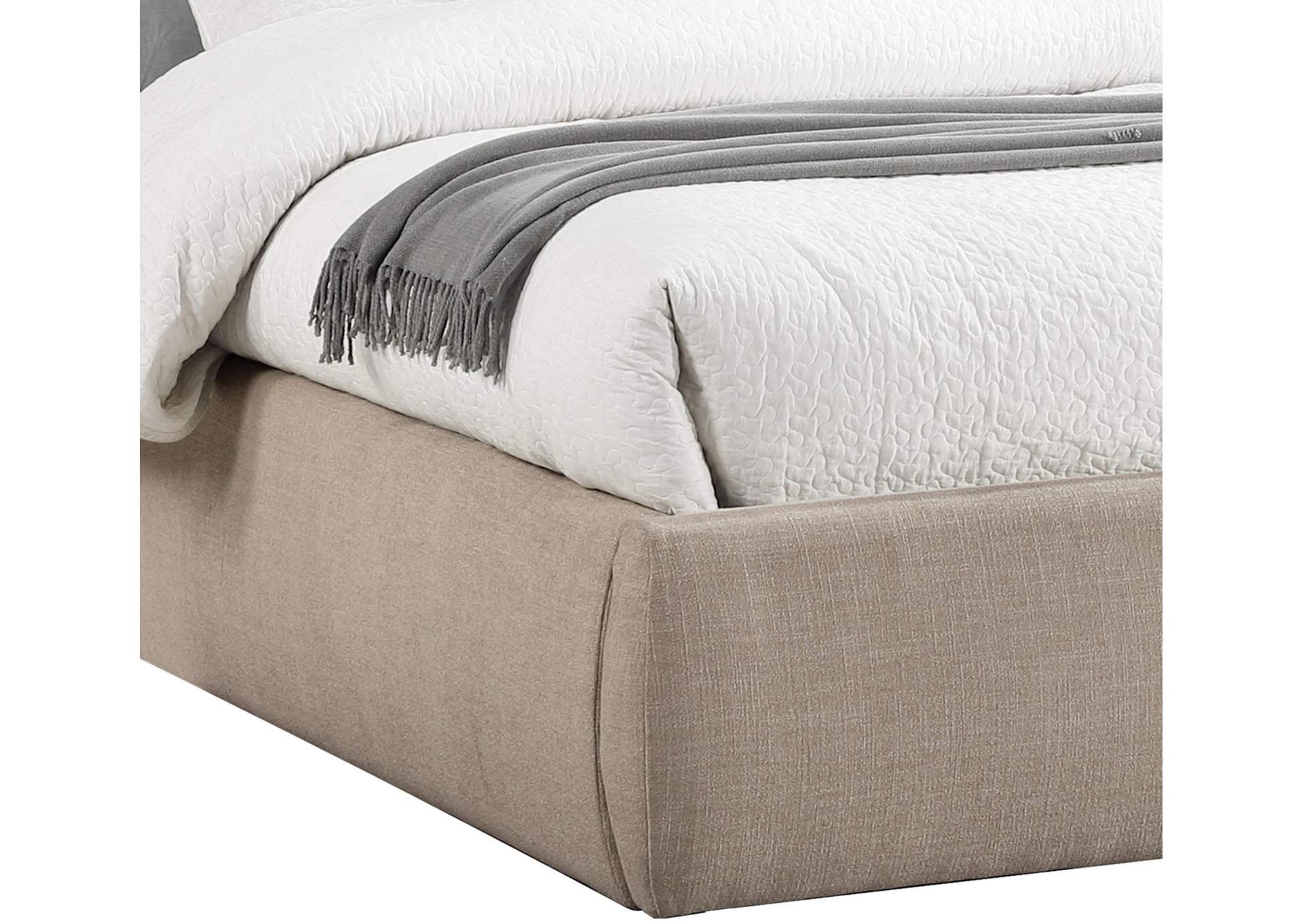 Adam Beige Linen Textured Fabric Queen Bed image 7