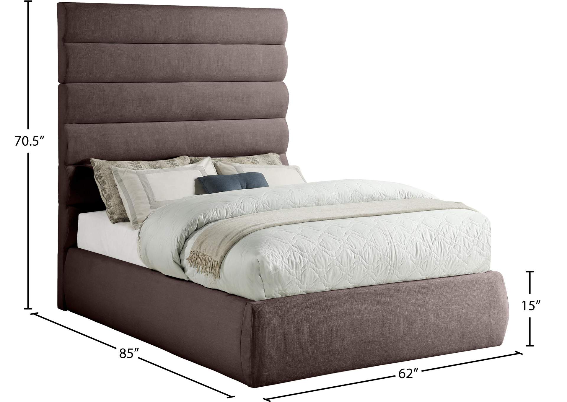 Adam Brown Linen Textured Fabric Full Bed image 10