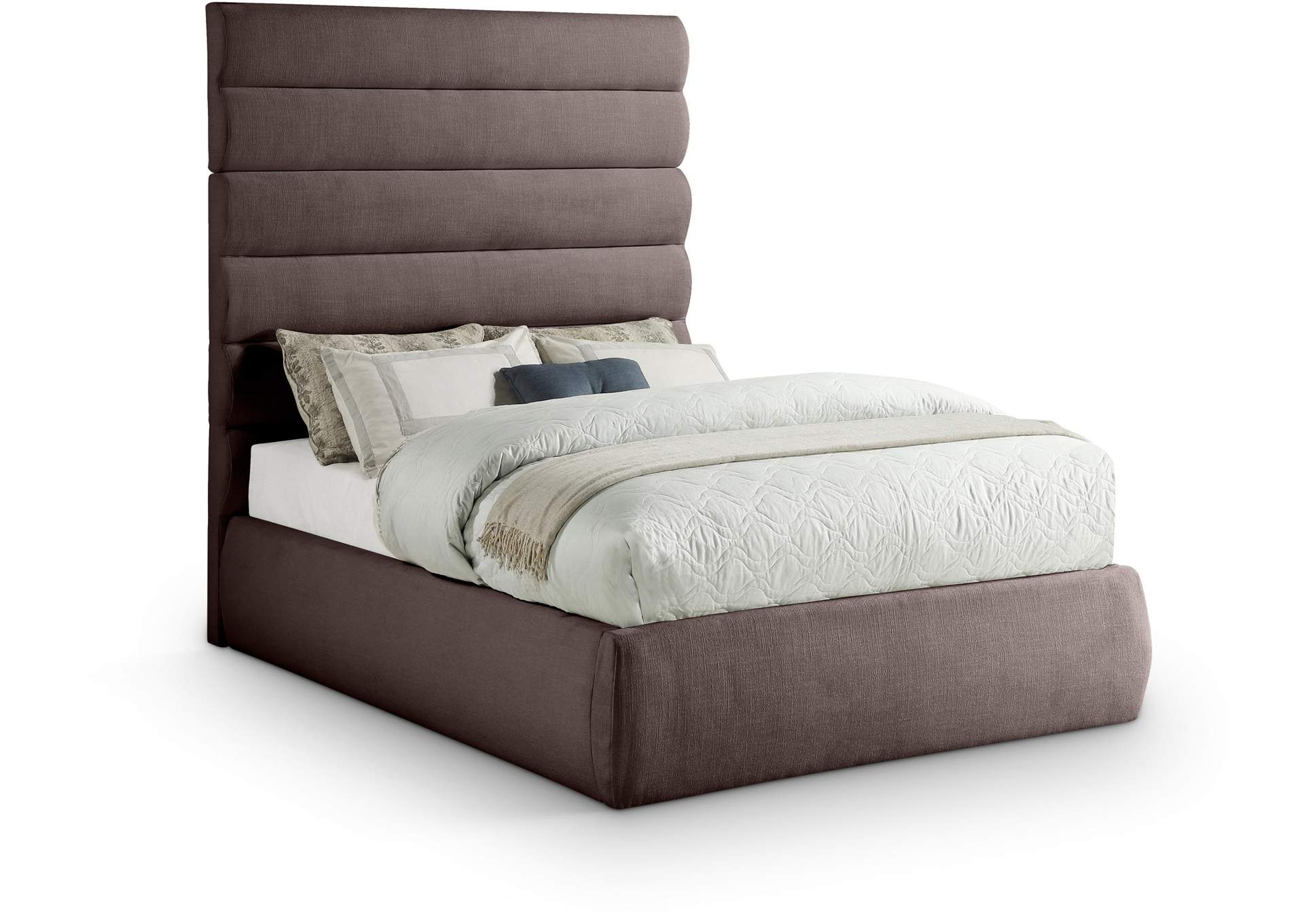 Adam Brown Linen Textured Fabric Full Bed image 1