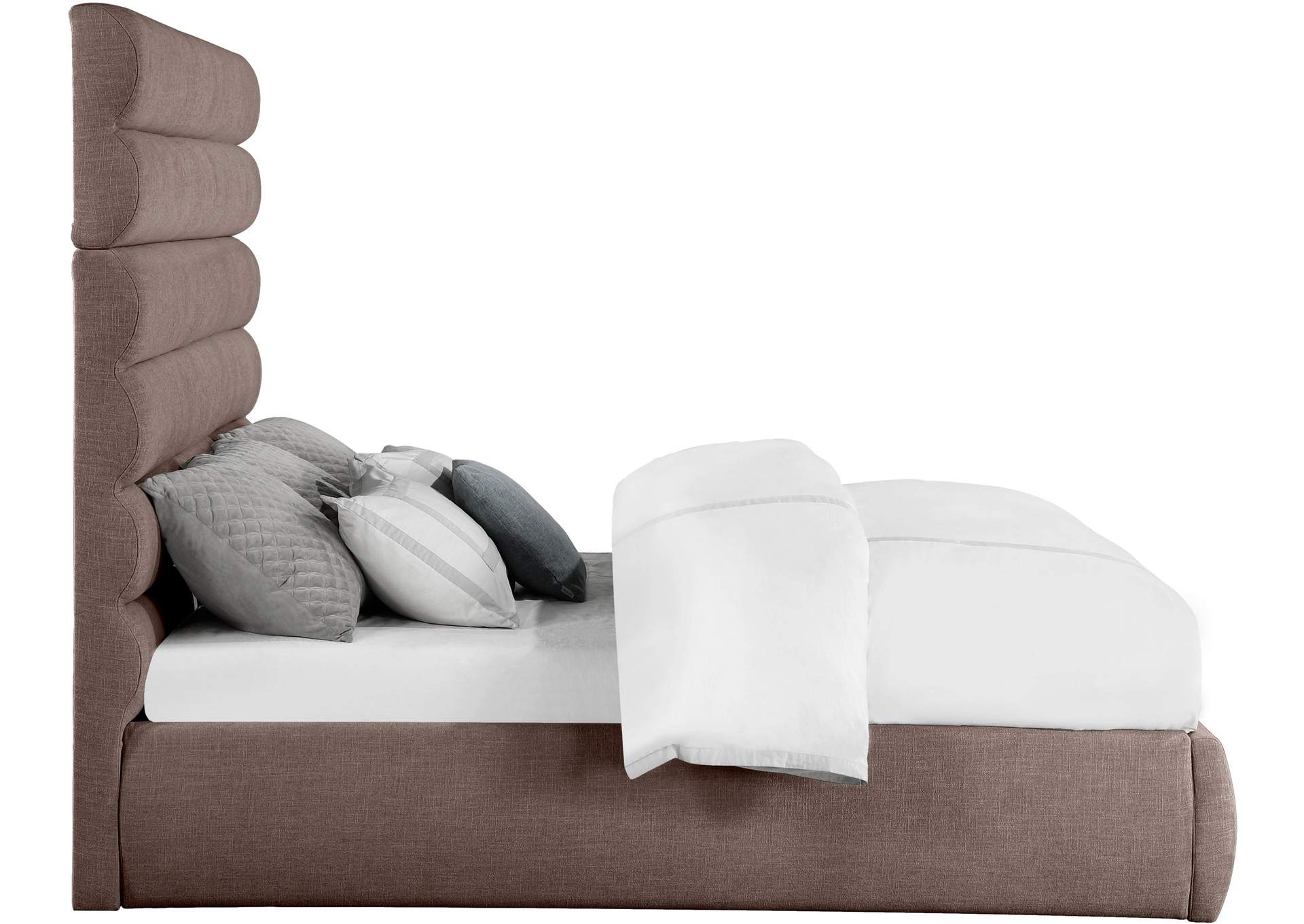 Adam Brown Linen Textured Fabric King Bed