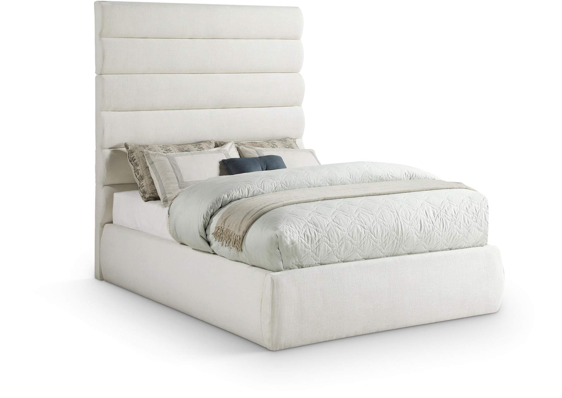 Adam Cream Linen Textured Fabric Full Bed