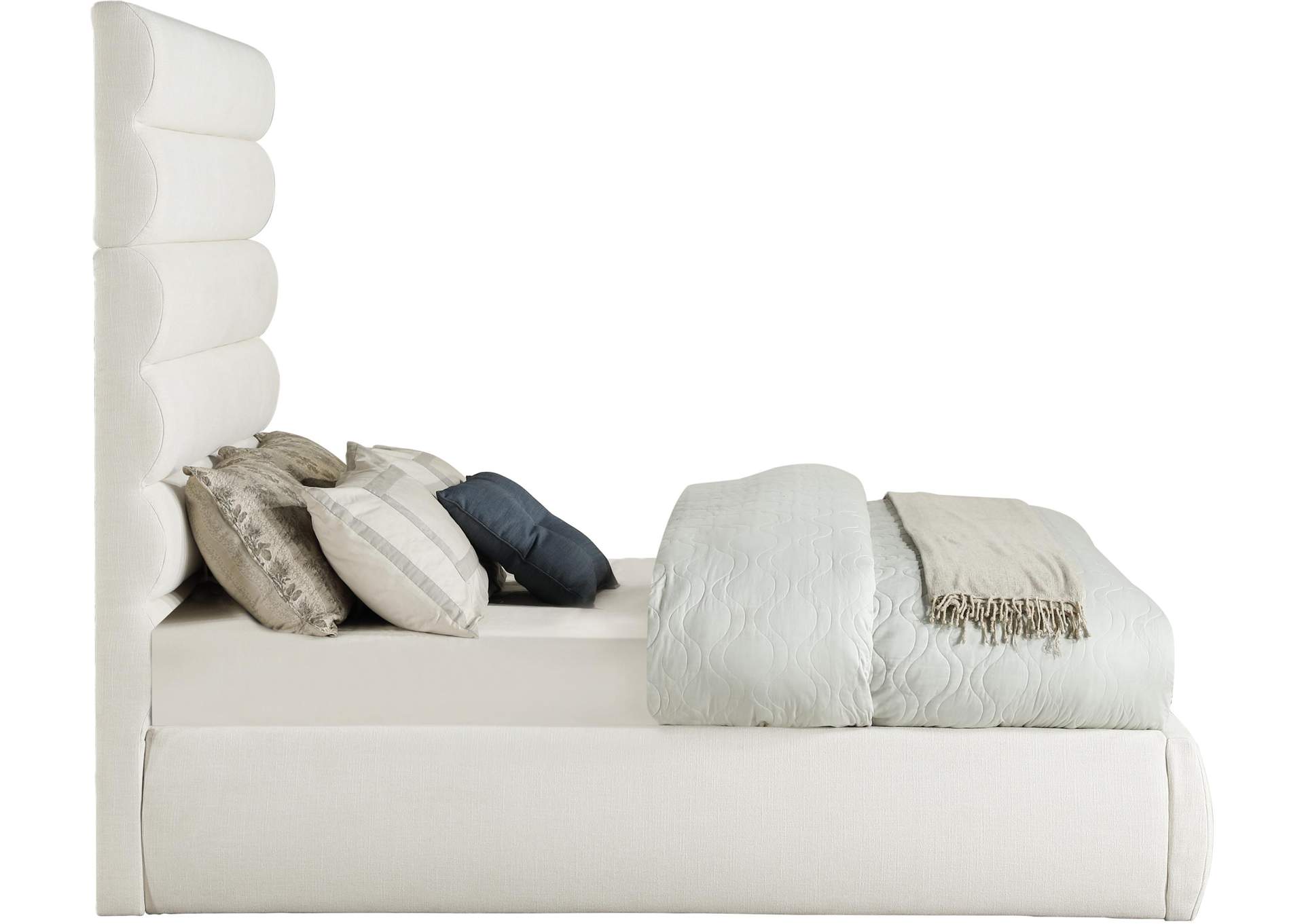 Adam Cream Linen Textured Fabric Full Bed