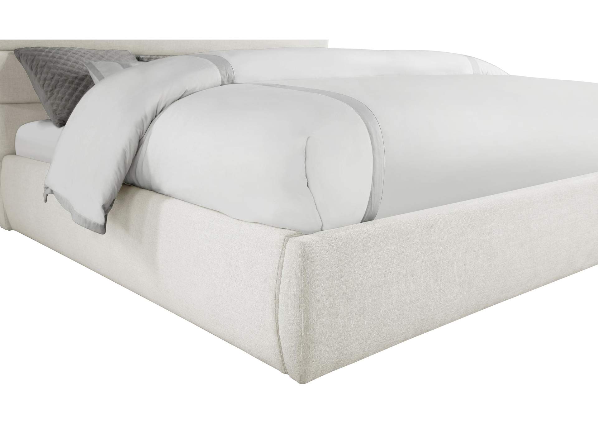 Adam Cream Linen Textured Fabric King Bed