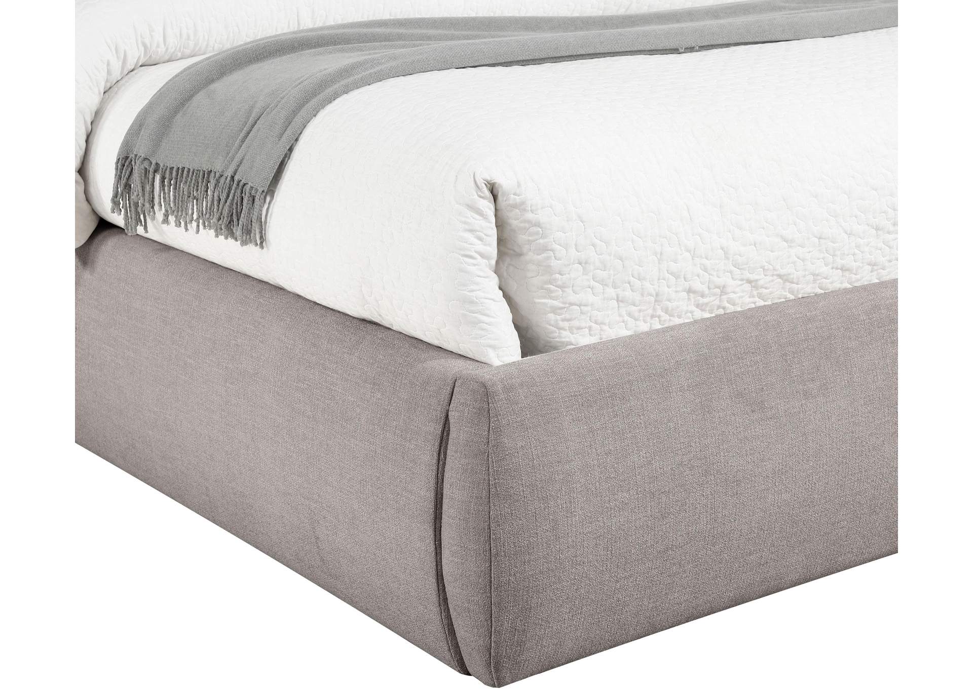Adam Taupe Linen Textured Fabric Queen Bed image 7