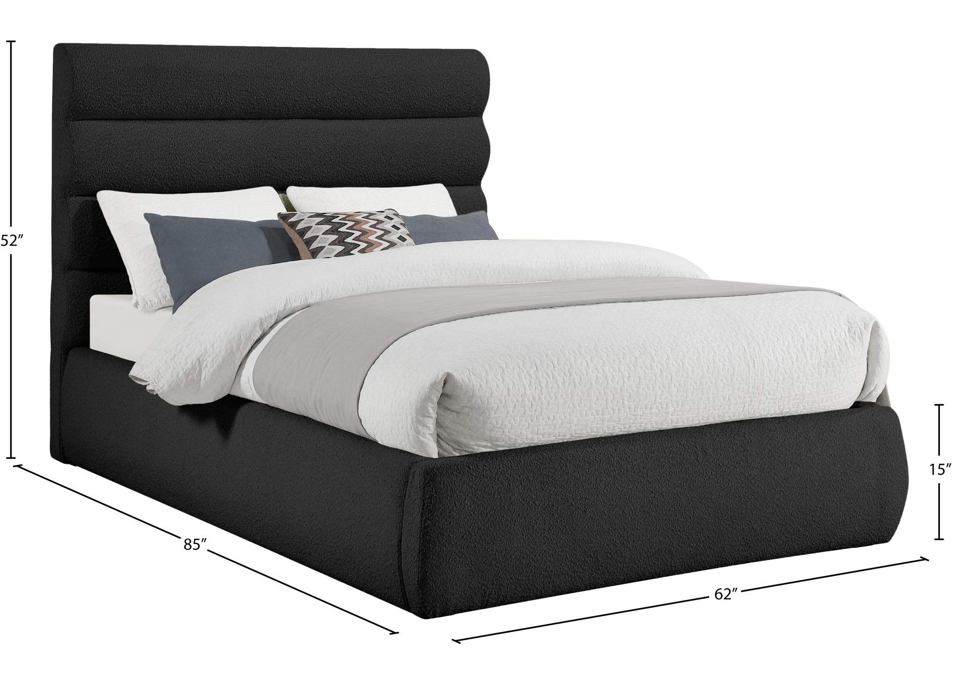 Adam Black Boucle Fabric Full Bed
