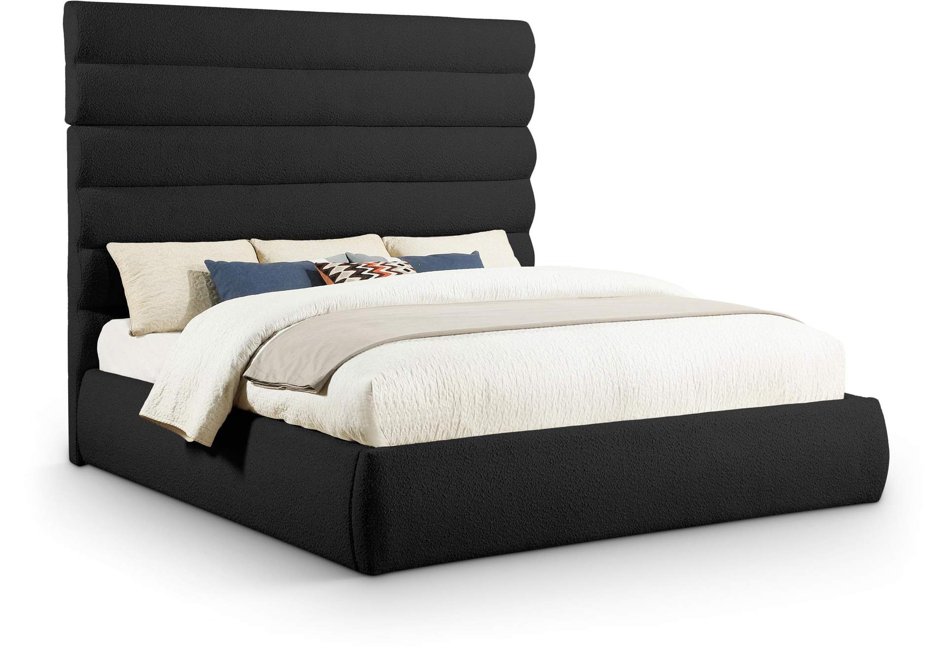 Adam Black Boucle Fabric King Bed image 1