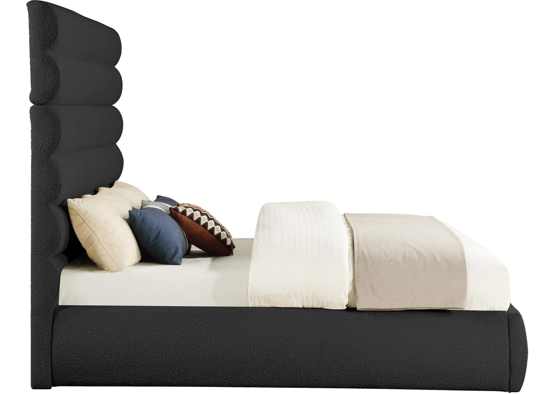 Adam Black Boucle Fabric King Bed image 5