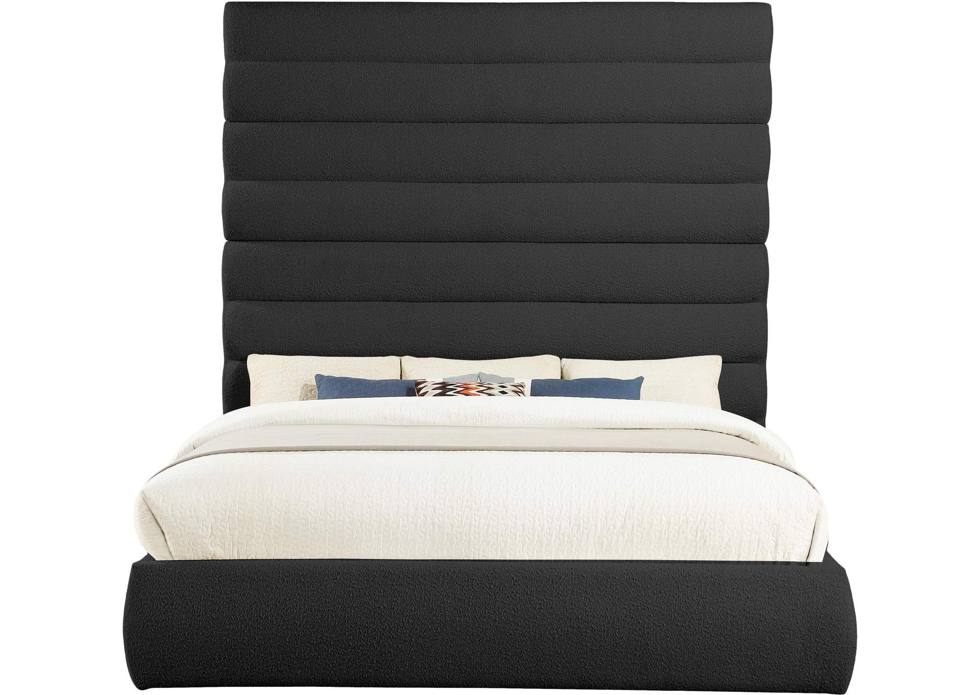 Adam Black Boucle Fabric King Bed