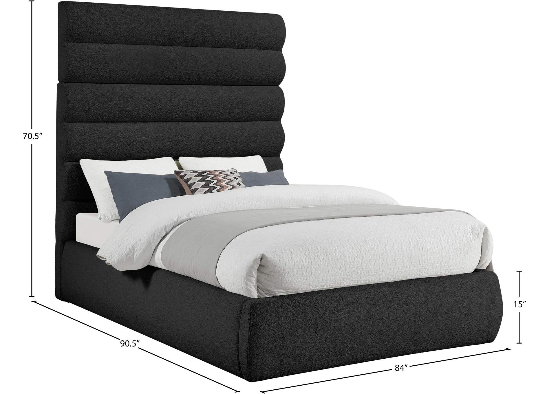 Adam Black Boucle Fabric Queen Bed image 10