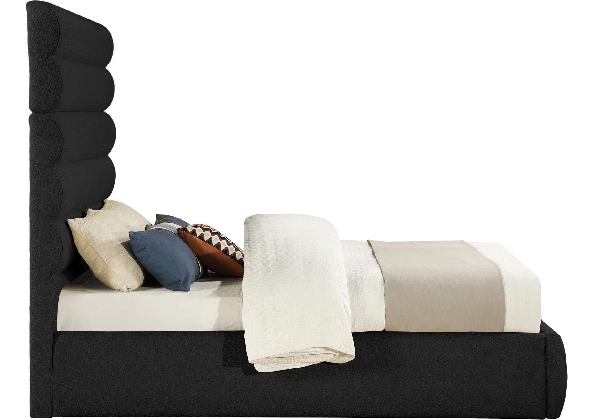 Adam Black Boucle Fabric Queen Bed image 5