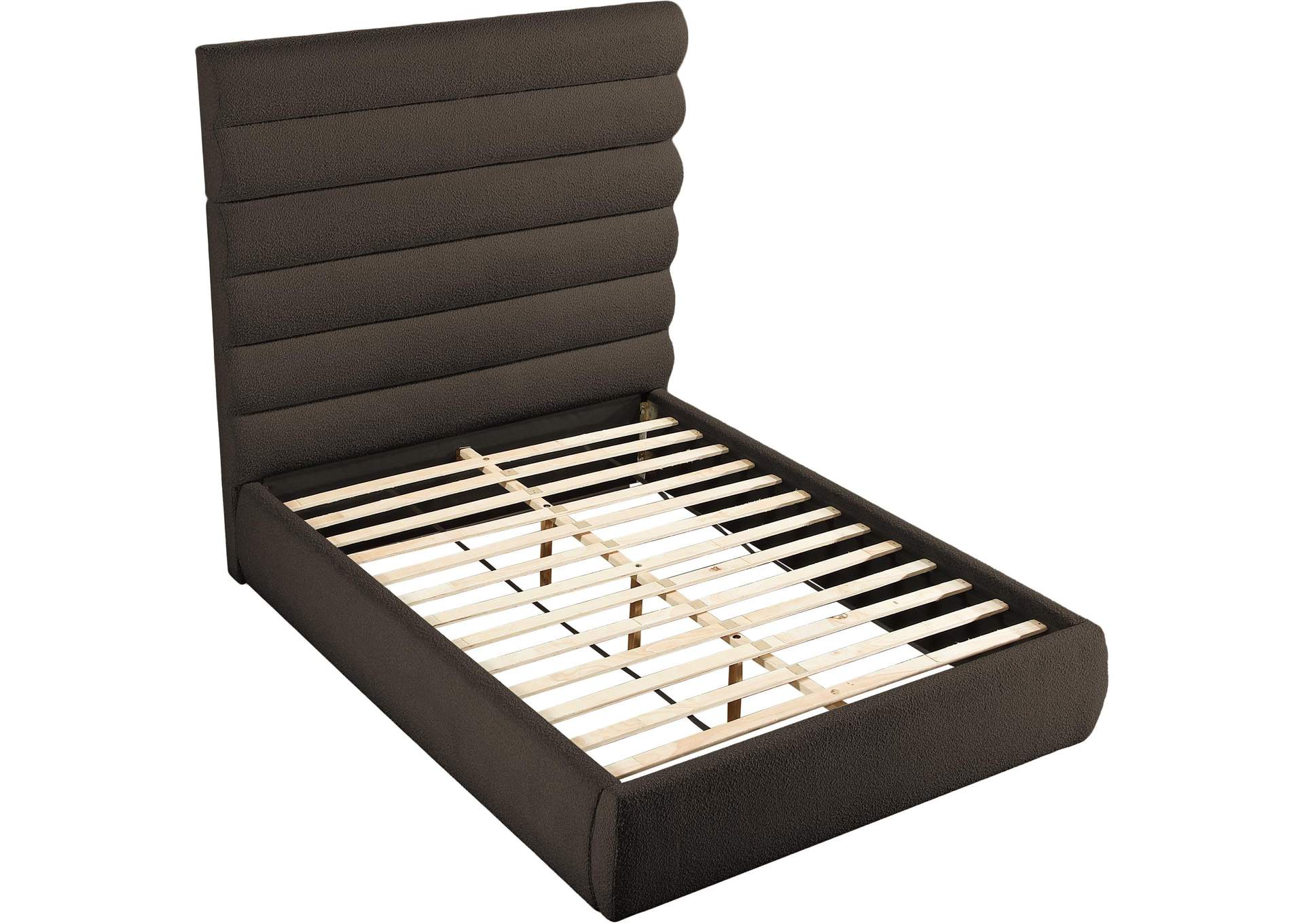 Adam Brown Boucle Fabric Queen Bed