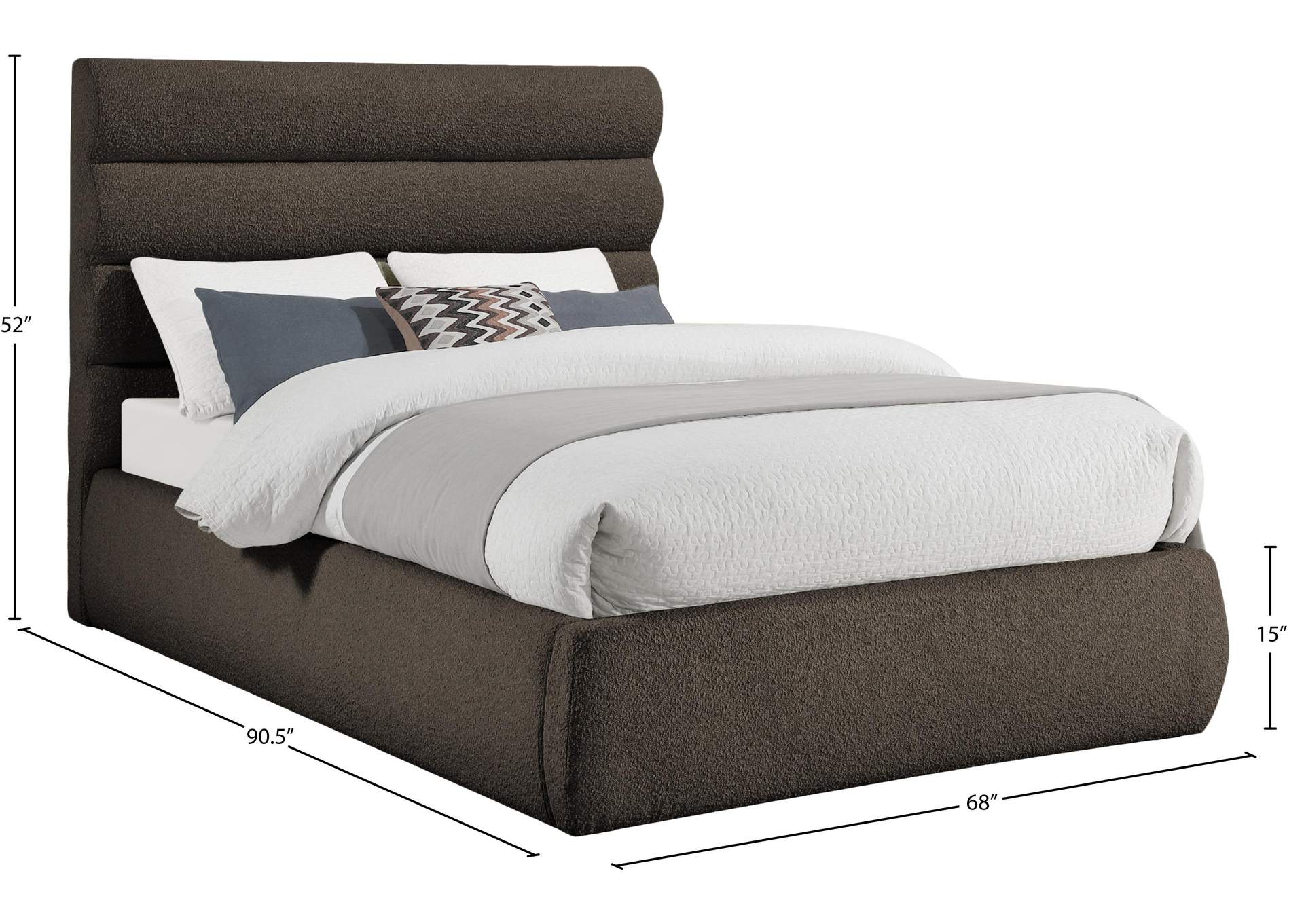 Adam Brown Boucle Fabric Queen Bed image 10