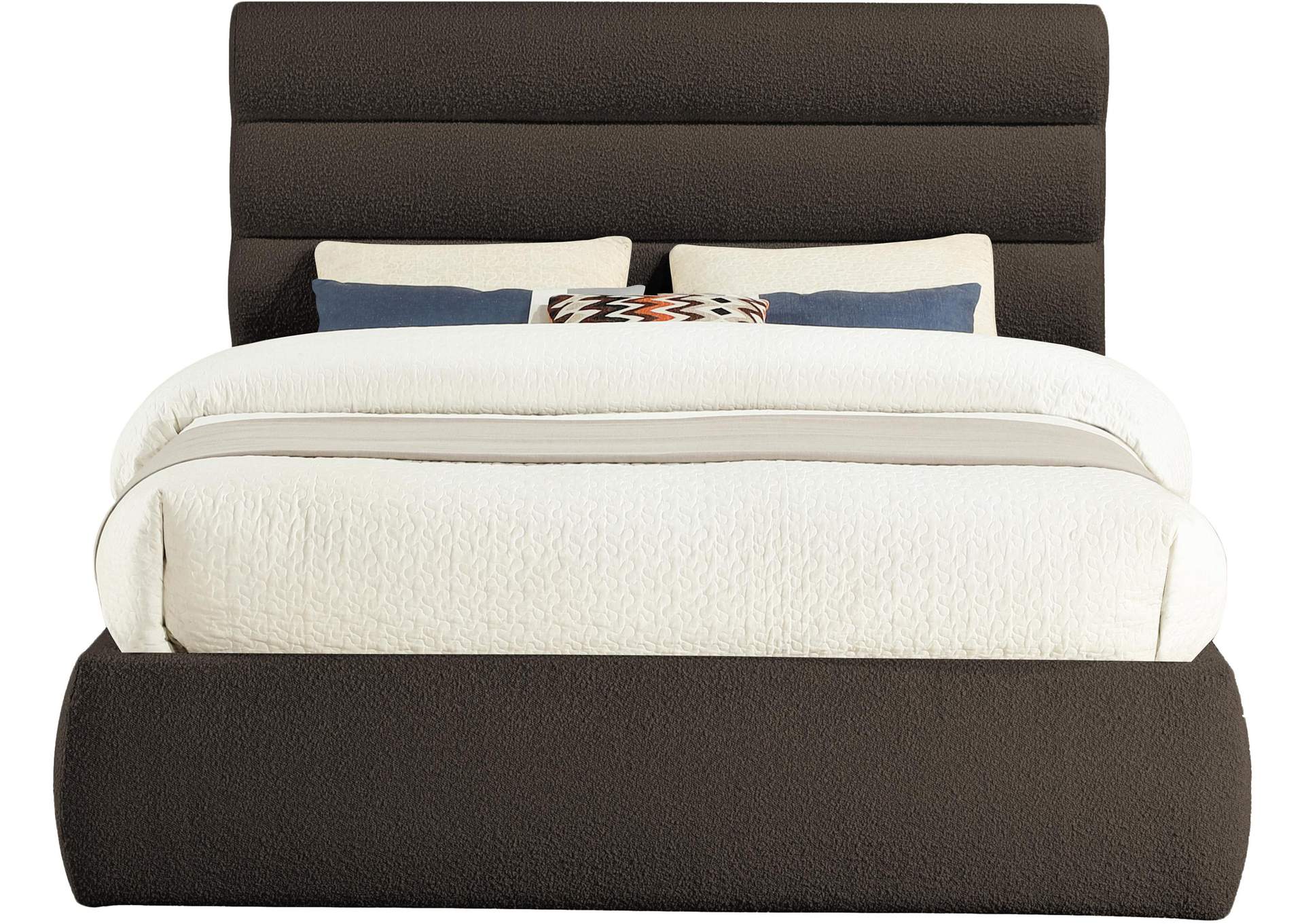 Adam Brown Boucle Fabric Queen Bed image 4