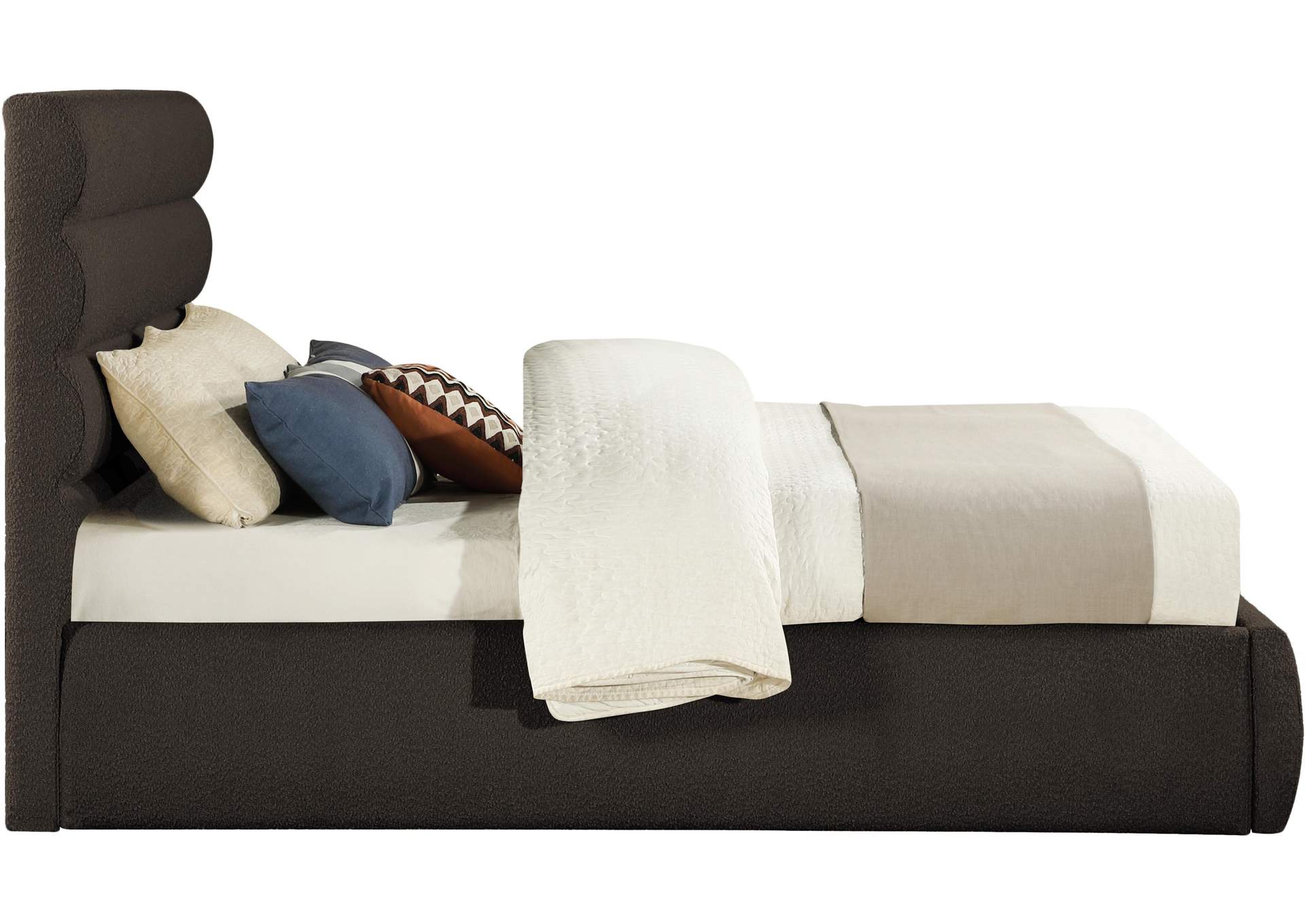 Adam Brown Boucle Fabric Queen Bed image 5