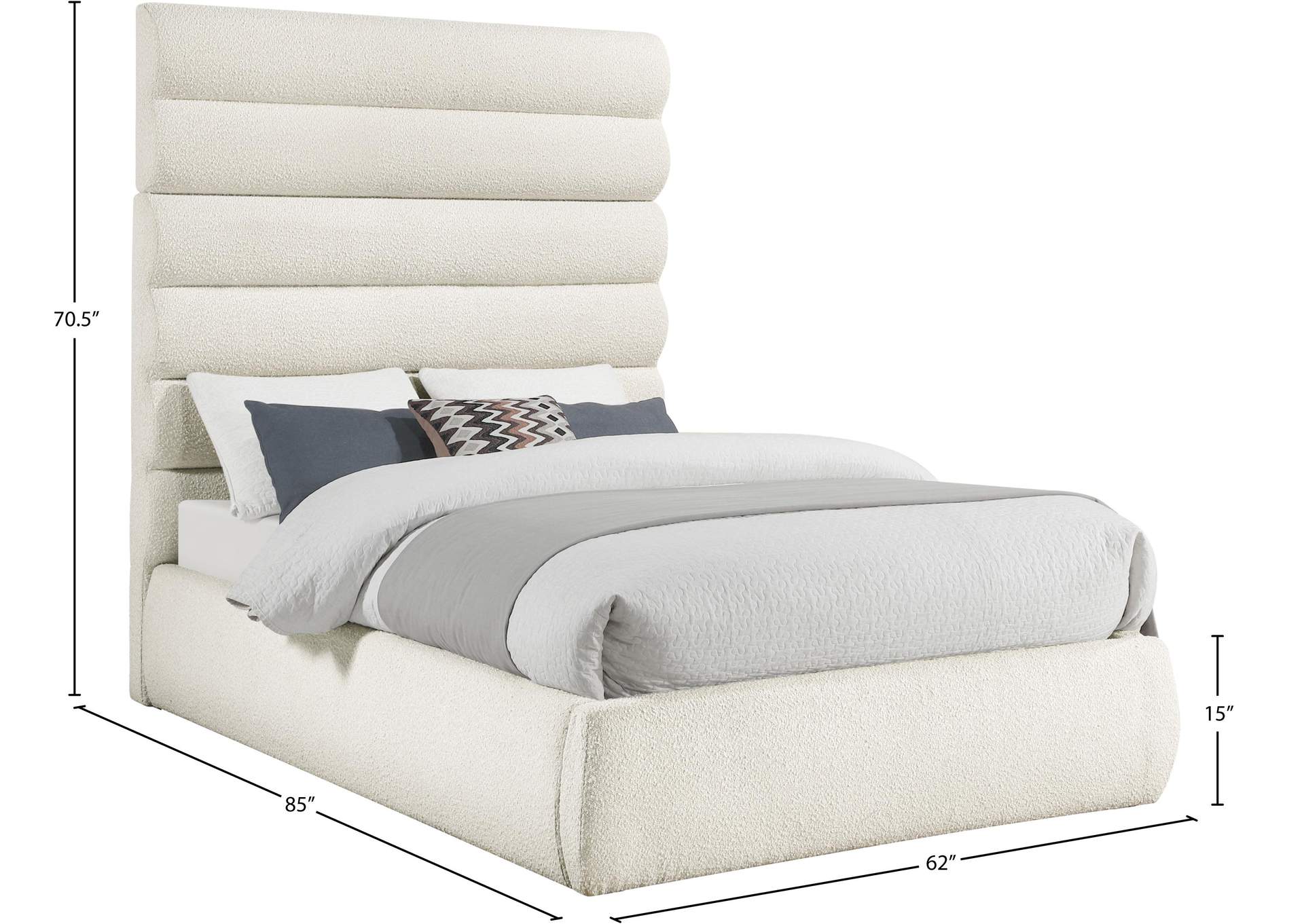 Adam Cream Boucle Fabric Full Bed image 10