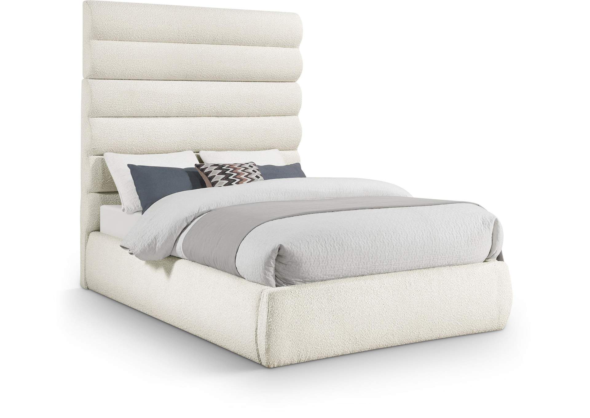 Adam Cream Boucle Fabric Full Bed image 1