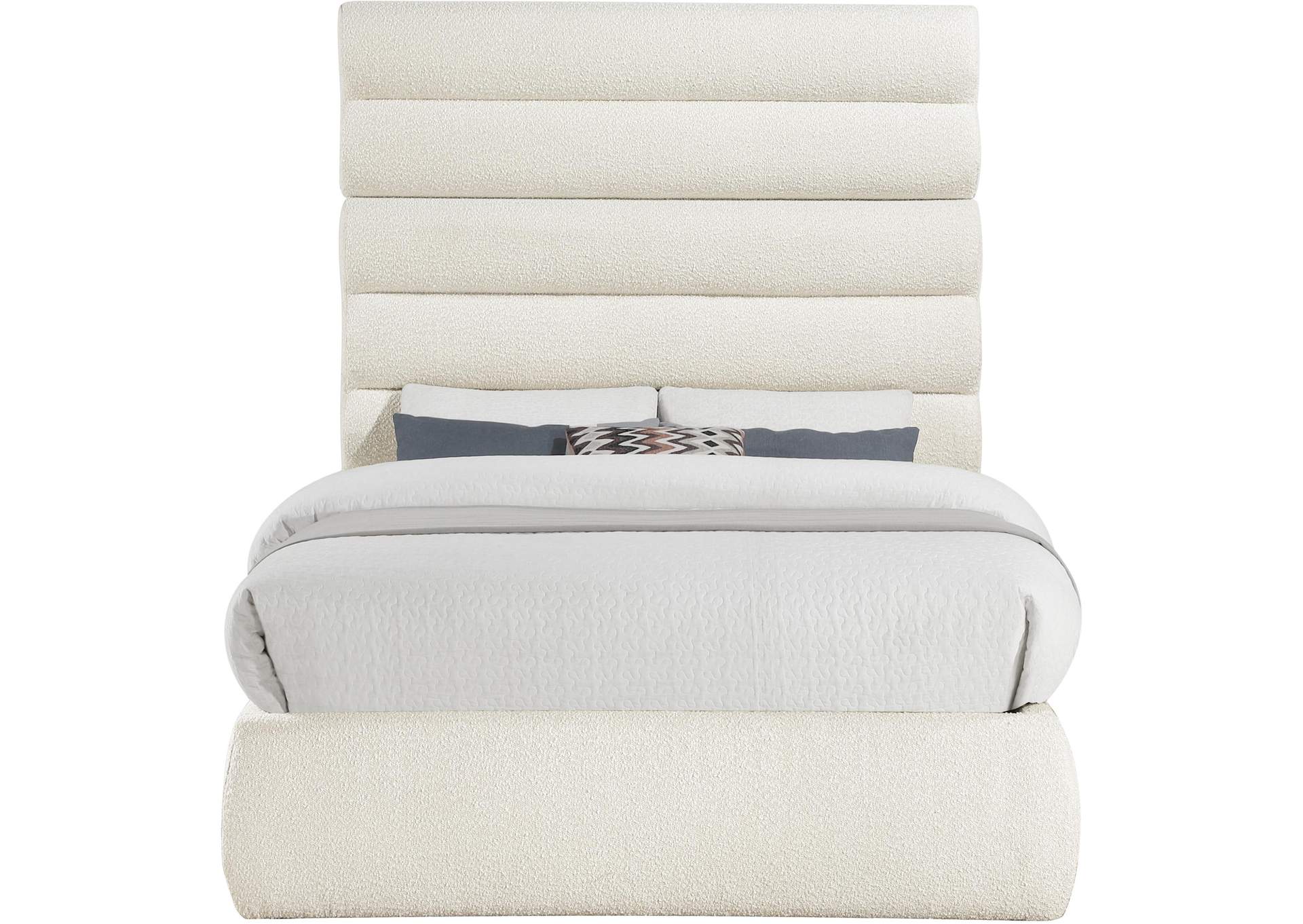 Adam Cream Boucle Fabric Full Bed image 4