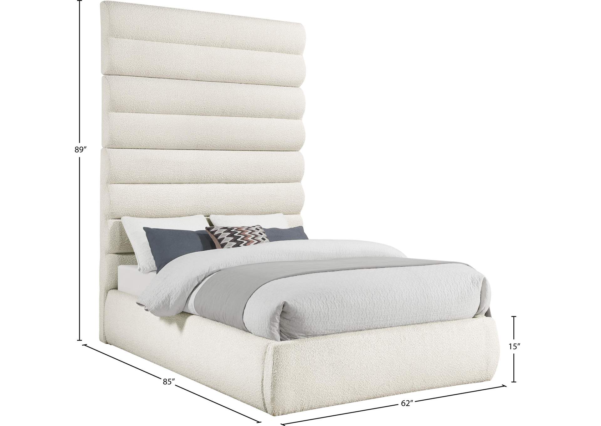 Adam Cream Boucle Fabric Full Bed image 10
