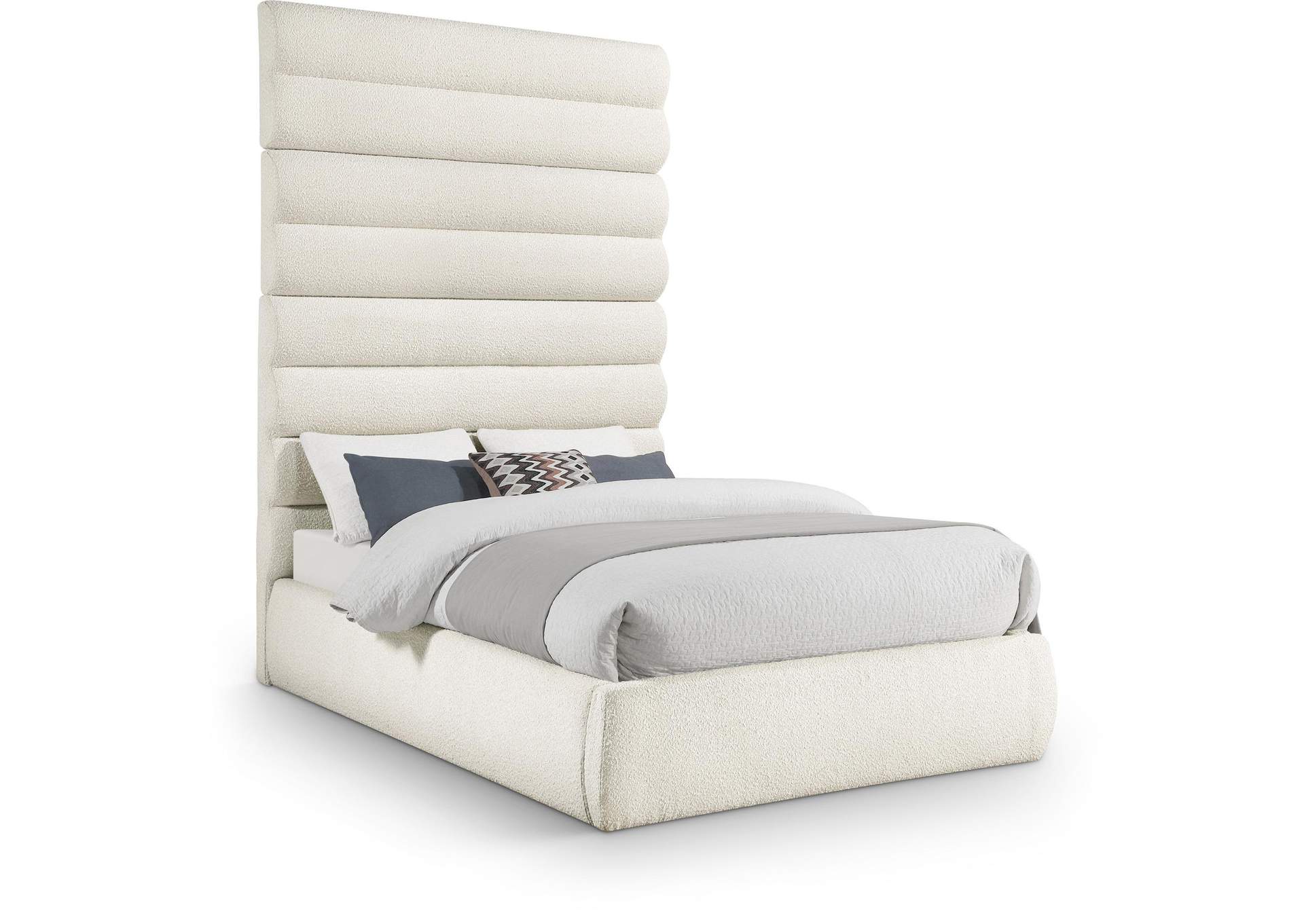 Adam Cream Boucle Fabric Full Bed image 1