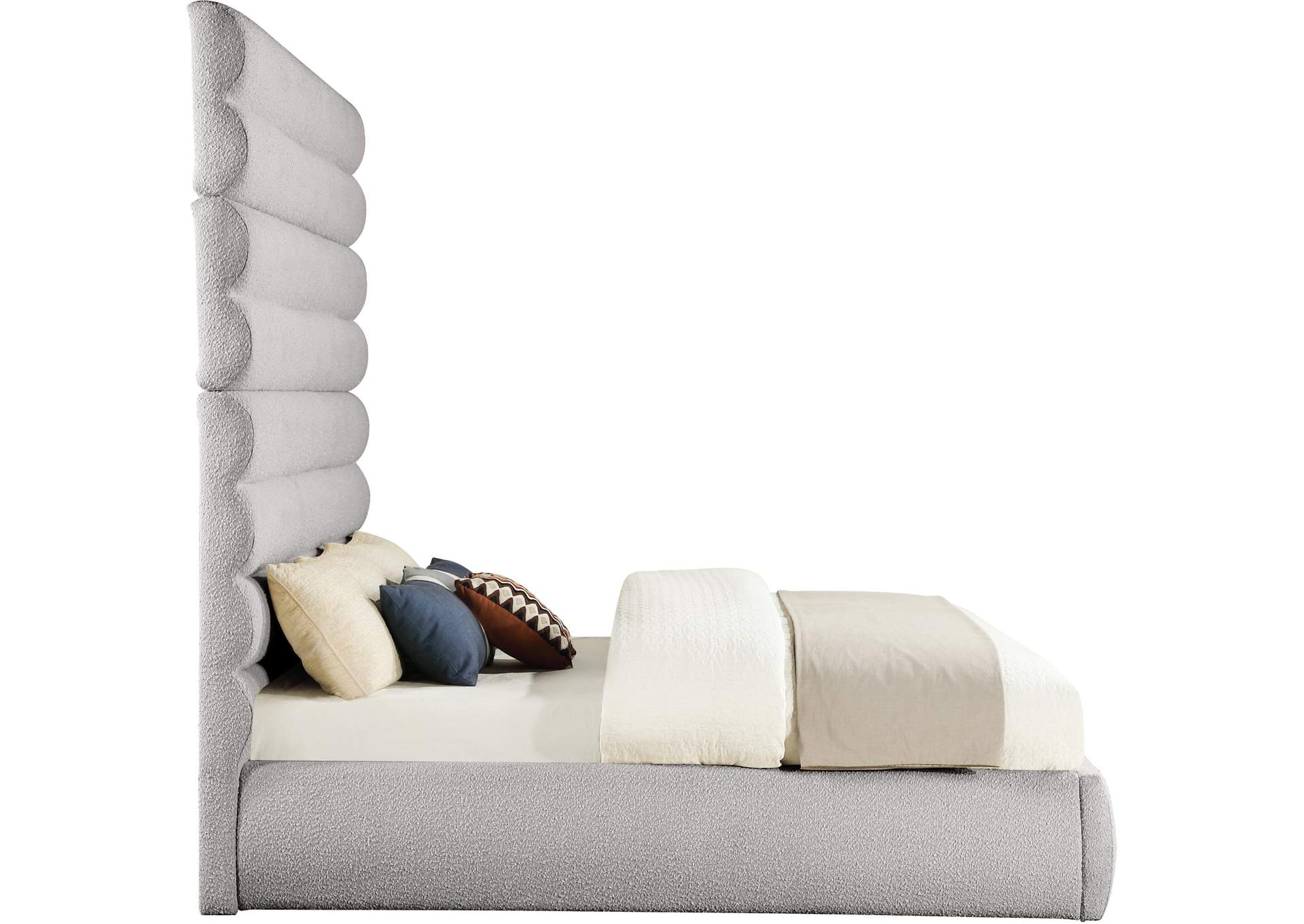 Adam Taupe Boucle Fabric King Bed