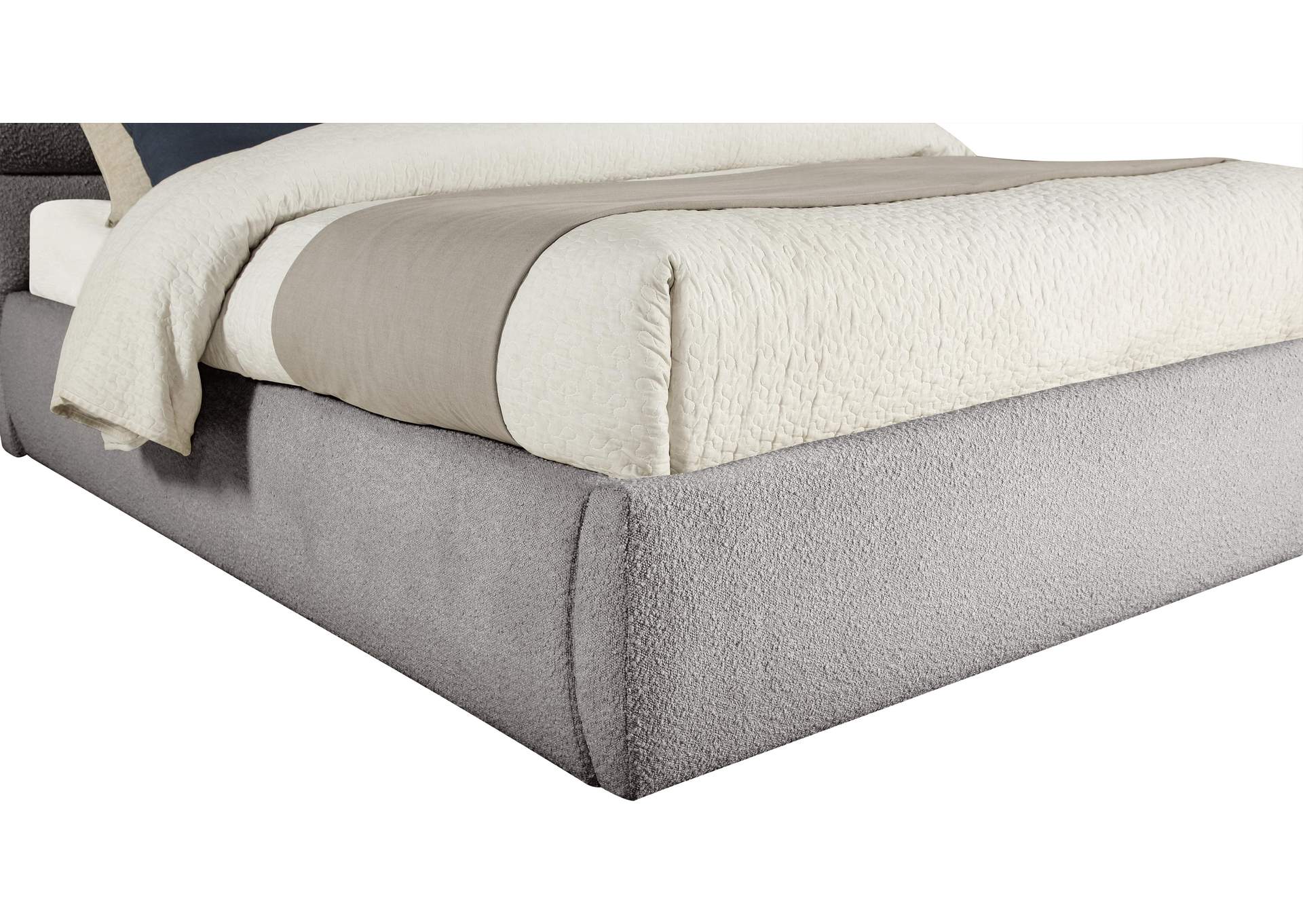 Adam Taupe Boucle Fabric King Bed