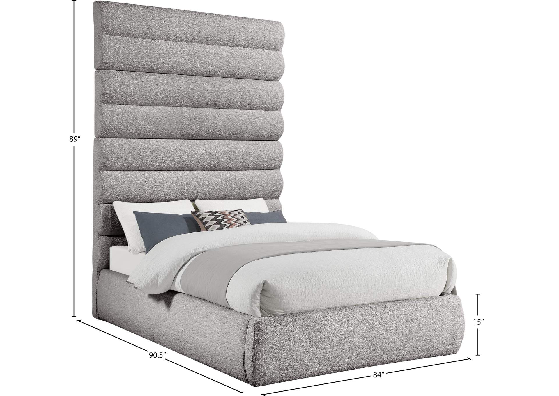 Adam Taupe Boucle Fabric Queen Bed image 10
