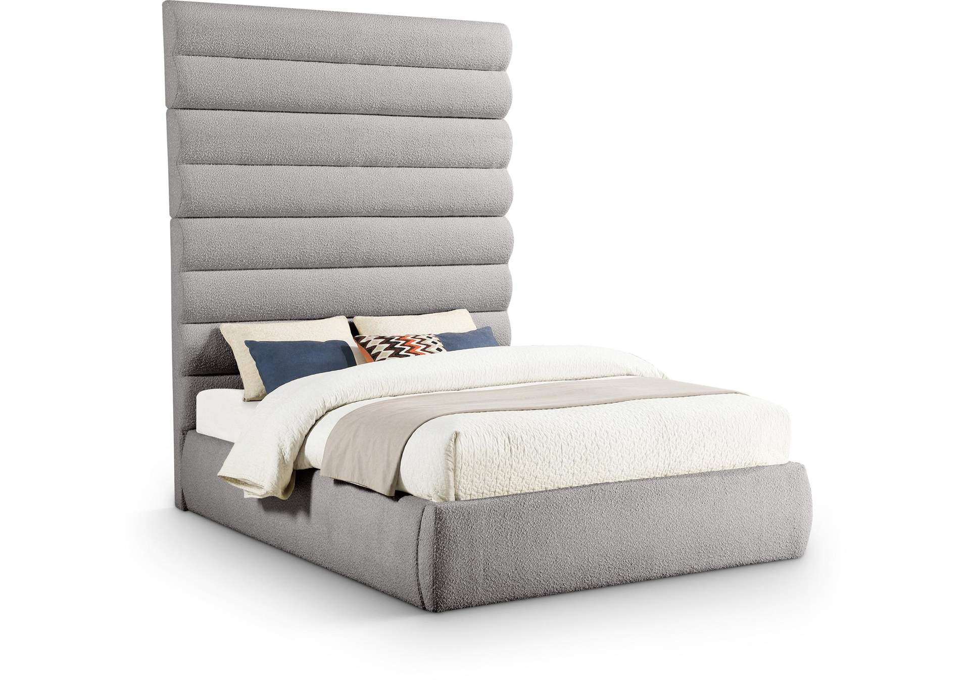 Adam Taupe Boucle Fabric Queen Bed image 1