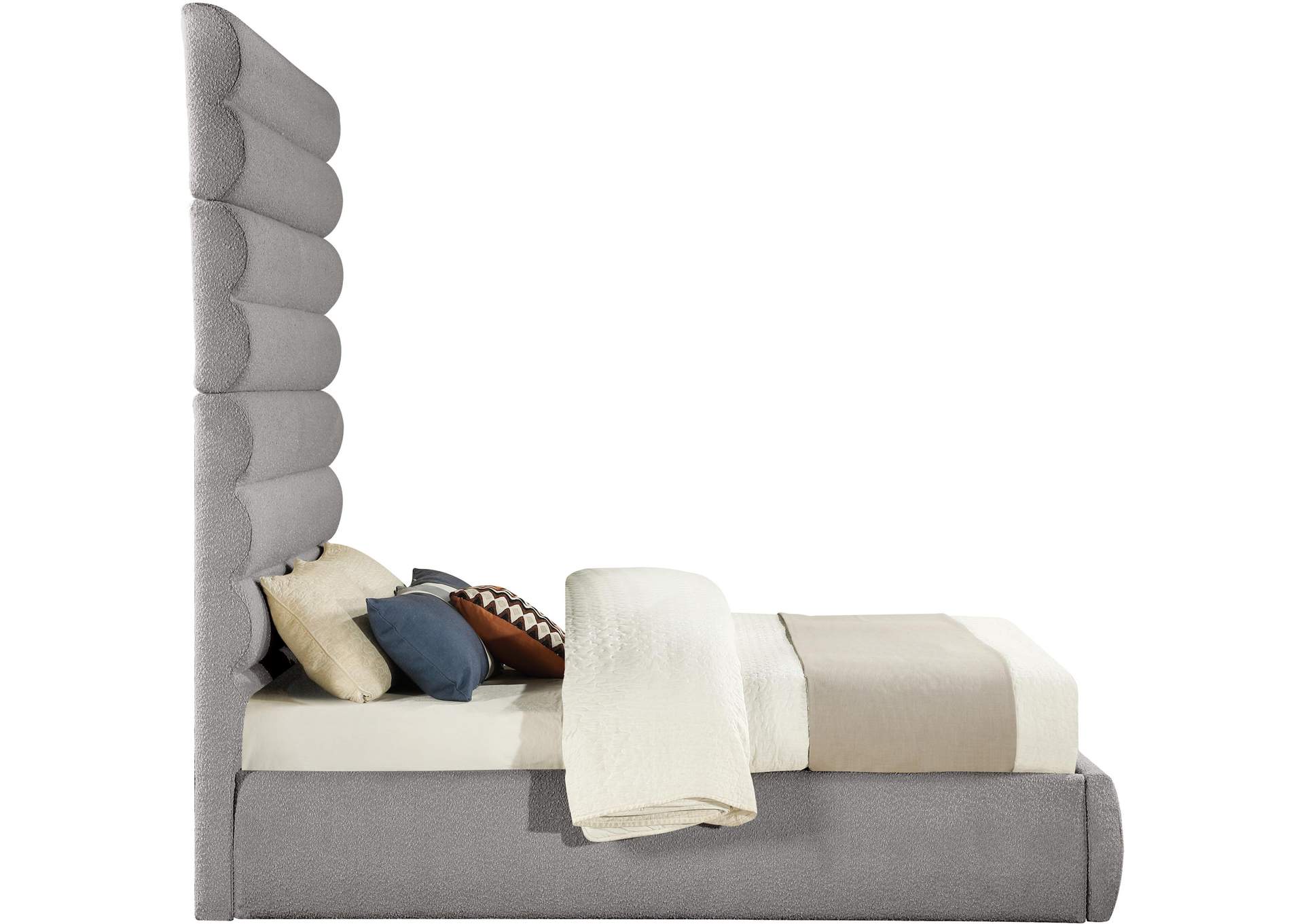 Adam Taupe Boucle Fabric Queen Bed image 5