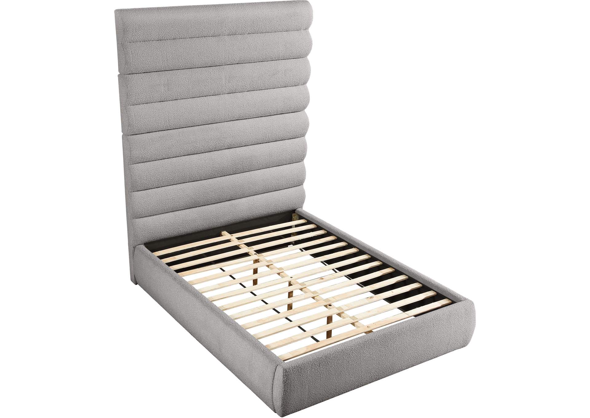 Adam Taupe Boucle Fabric Queen Bed image 7