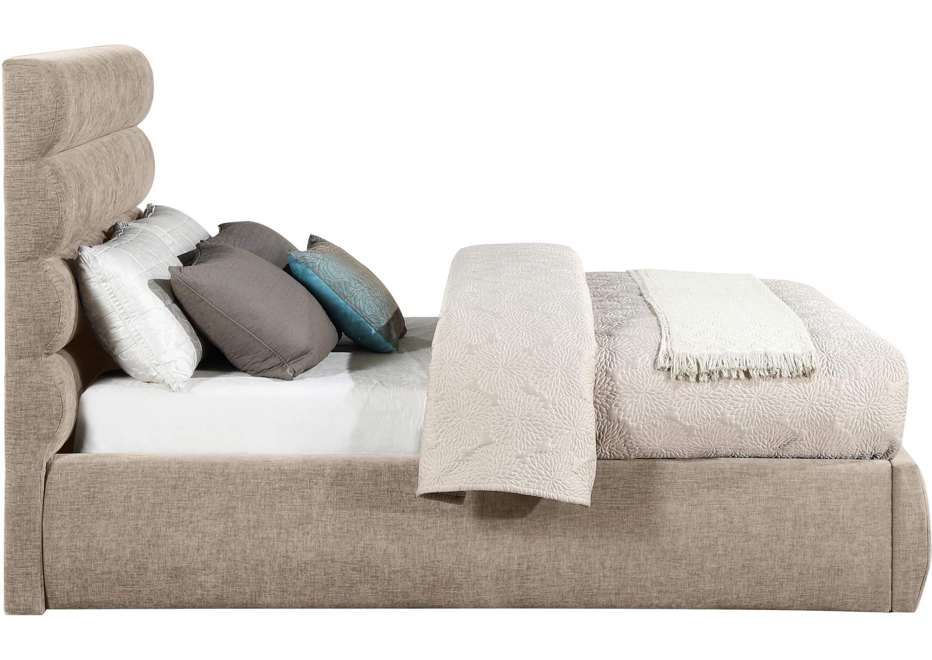 Adam Beige Chenille Fabric Full Bed